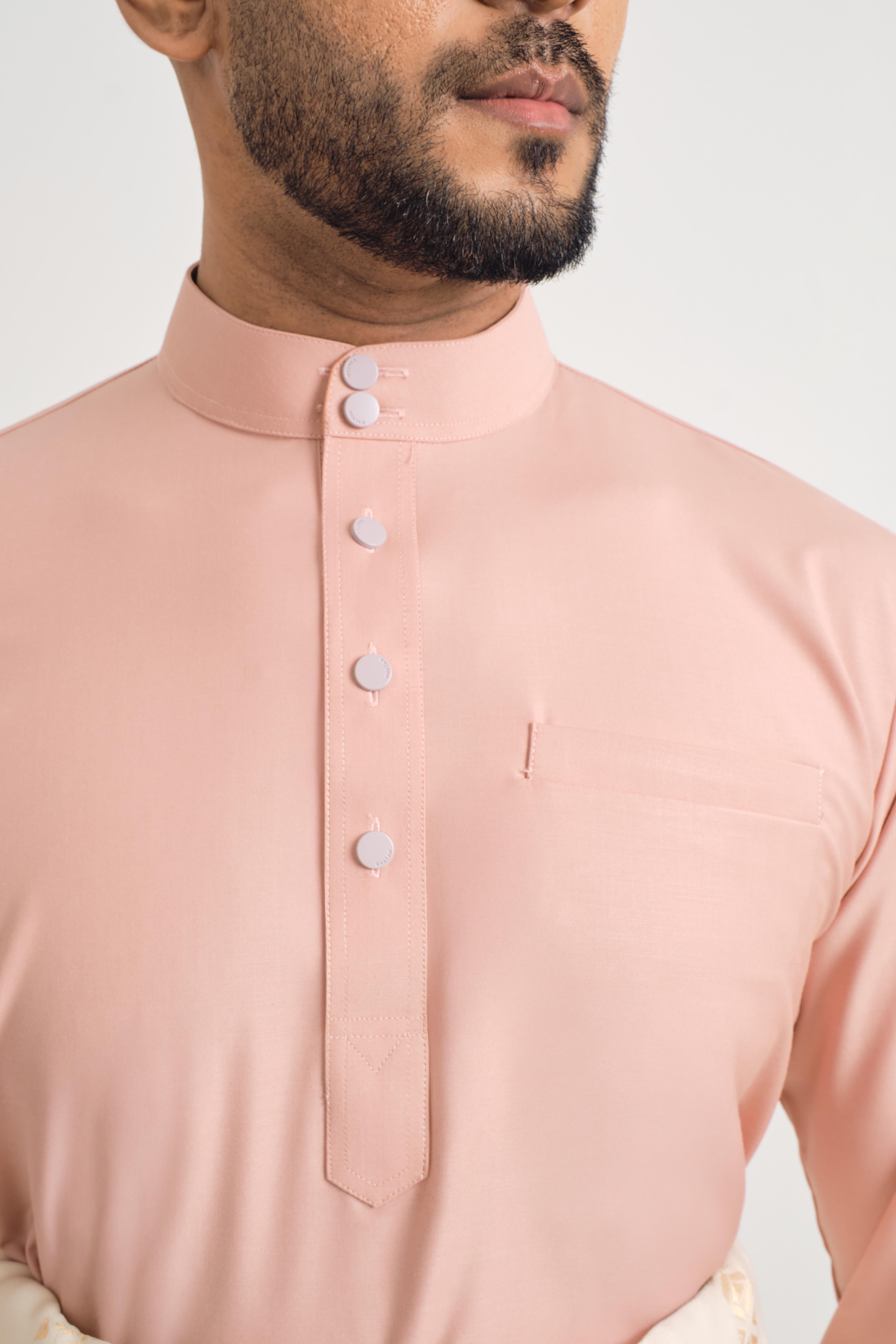 Patawali Baju Melayu Cekak Musang - Coral