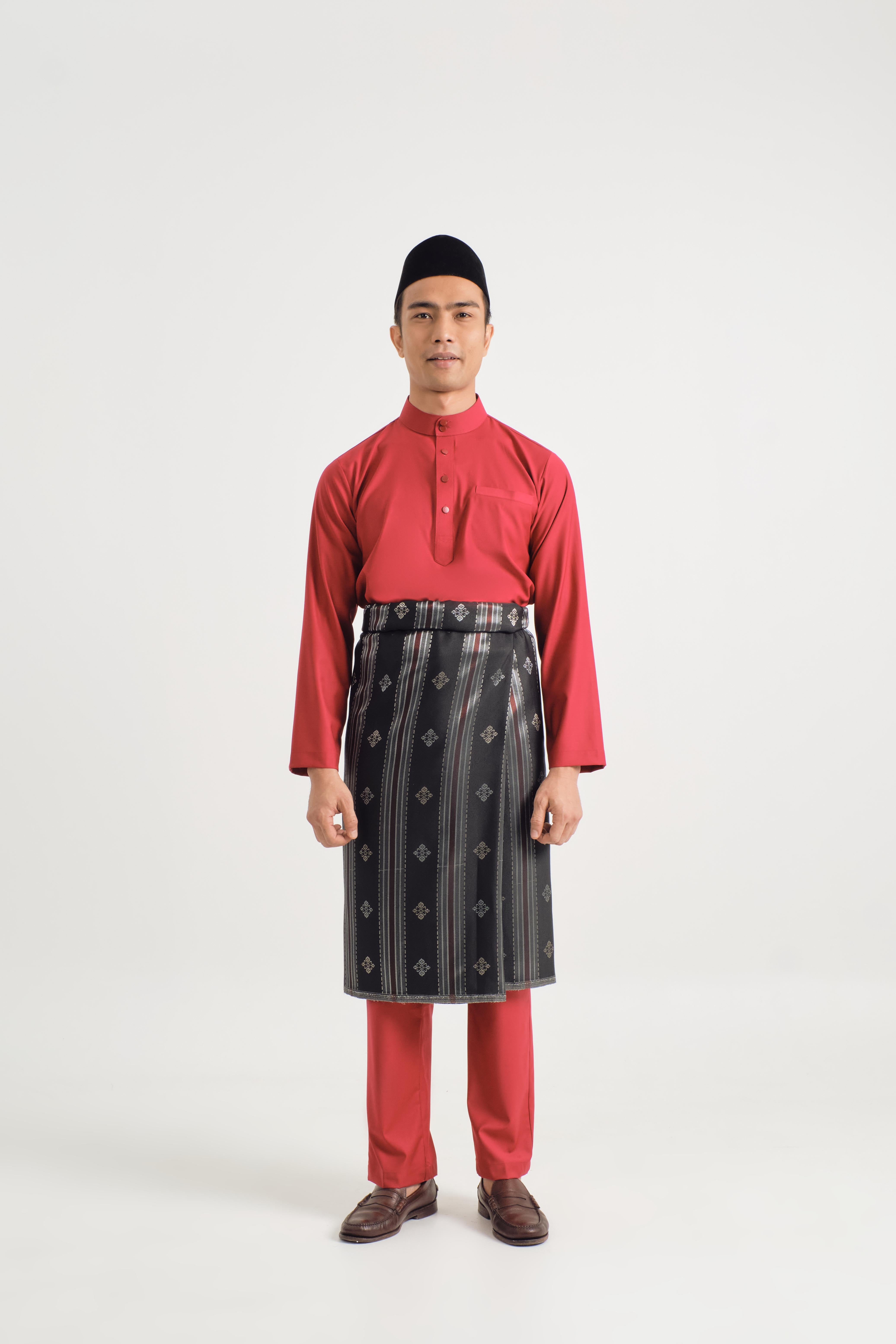 Patawali Baju Melayu Cekak Musang - Crimson Red