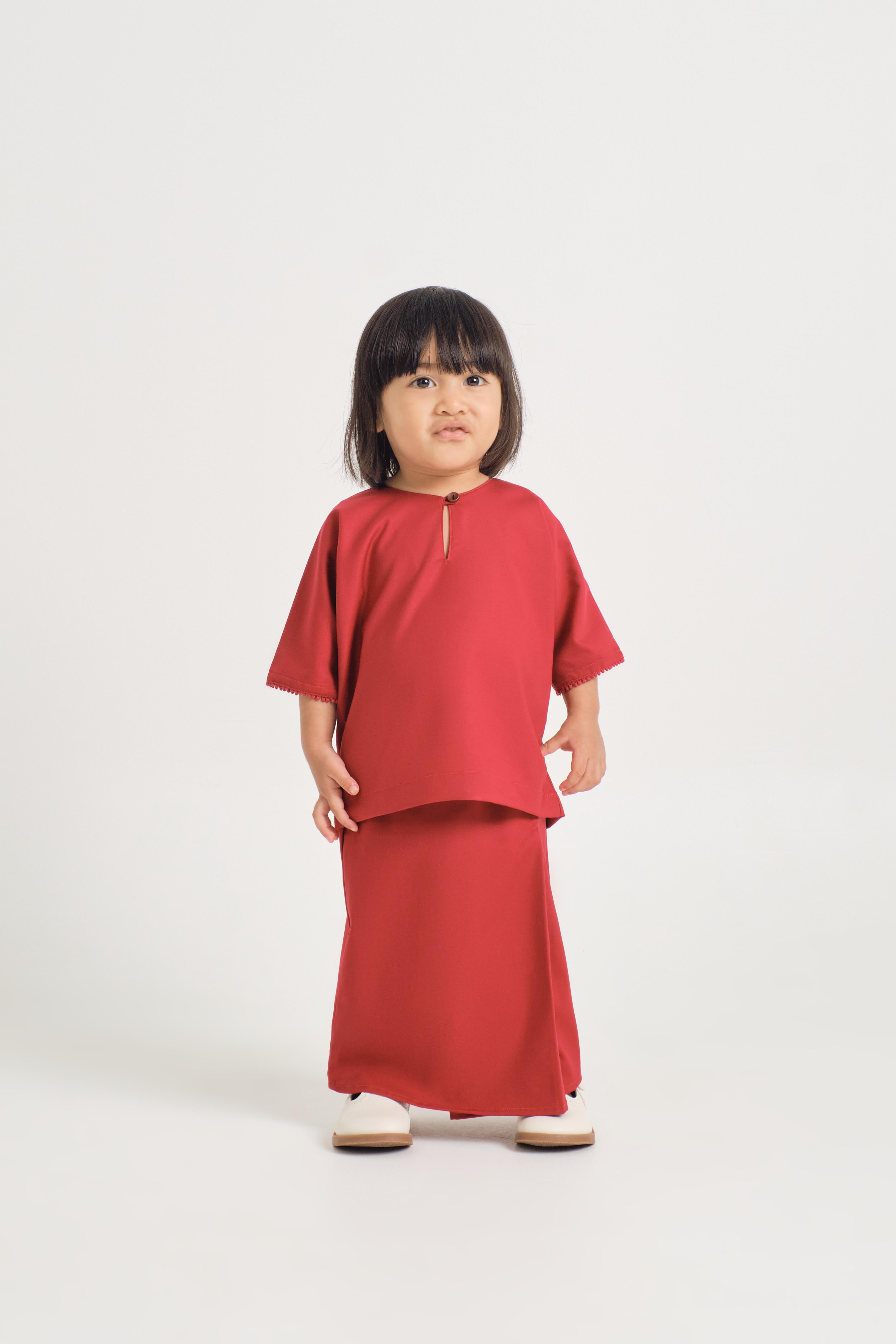 Patawali Baby Girls Baju Kurung - Crimson Red