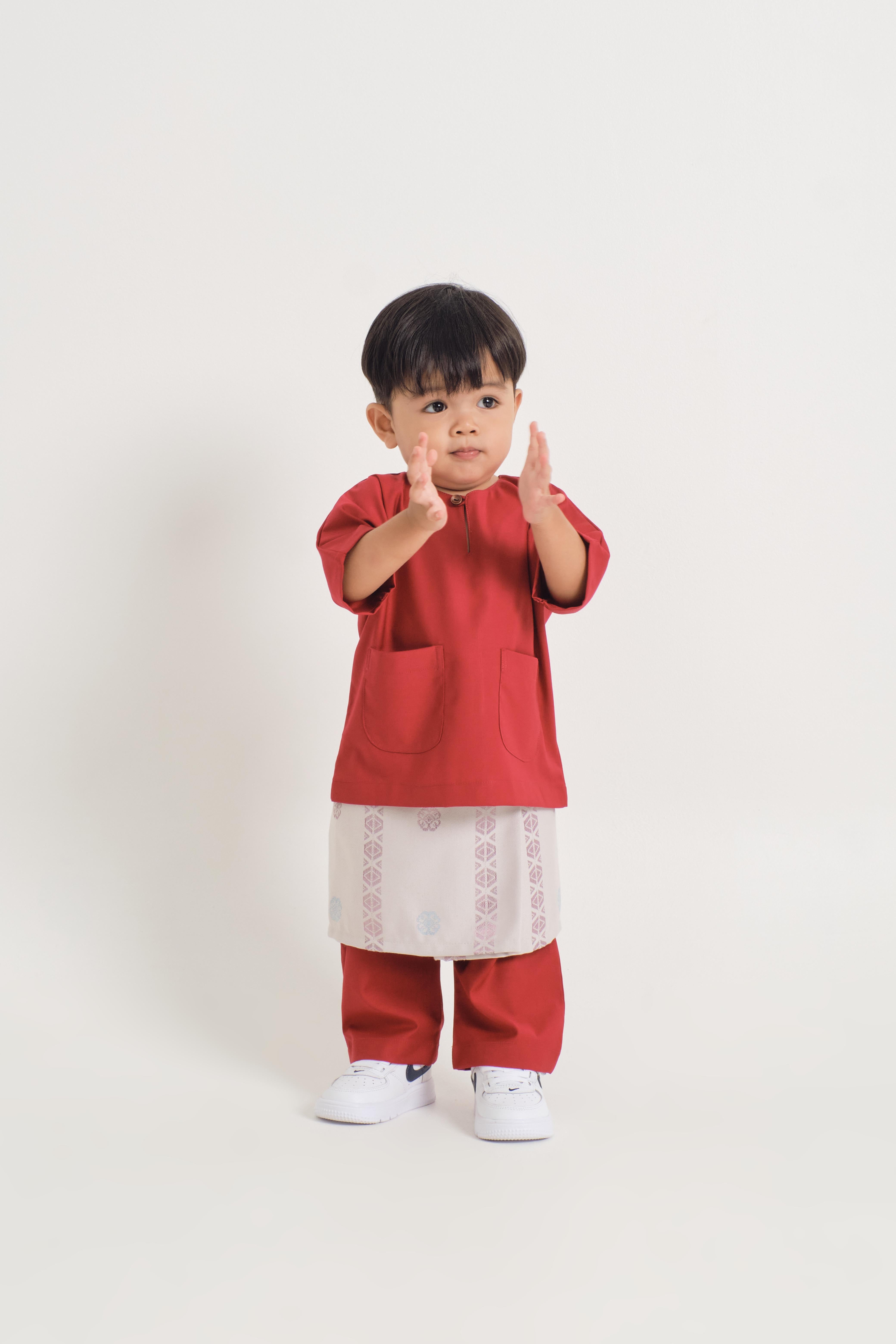 Patawali Baby Boys Baju Melayu Teluk Belanga - Crimson Red