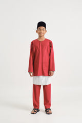 Patawali Boys Baju Melayu Teluk Belanga - Crimson Red