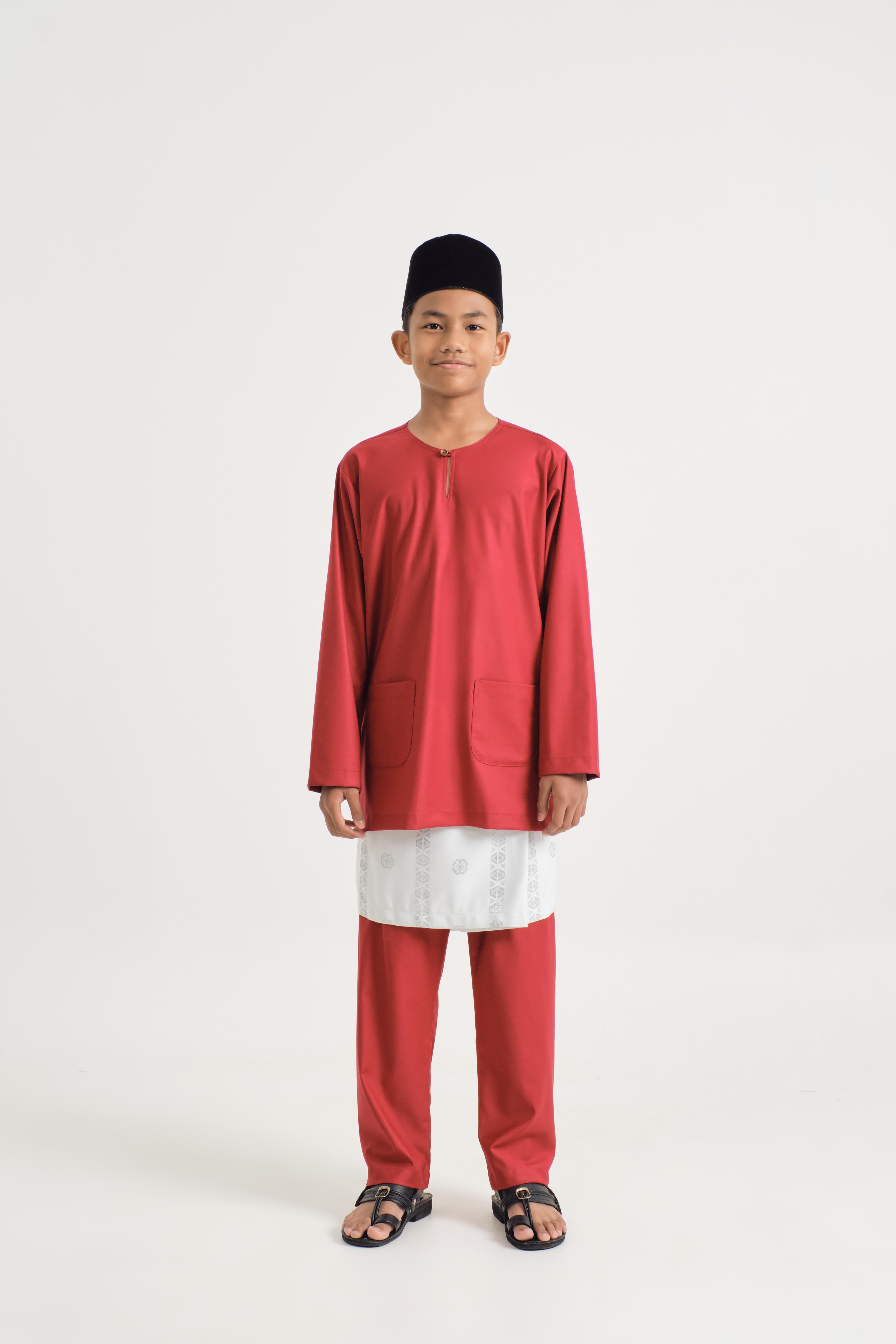 Patawali Boys Baju Melayu Teluk Belanga - Crimson Red