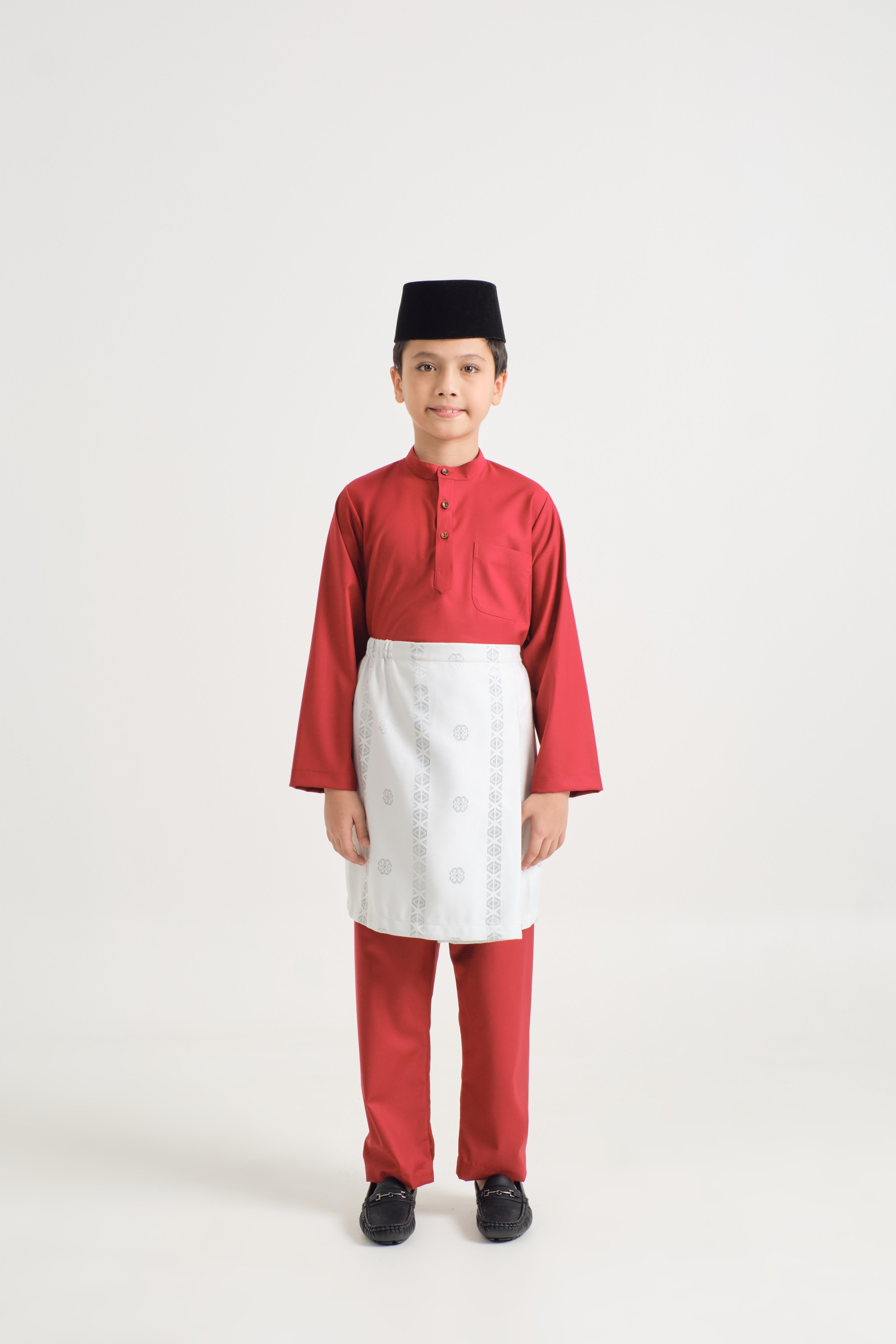 Patawali Boys Baju Melayu Cekak Musang - Crimson Red