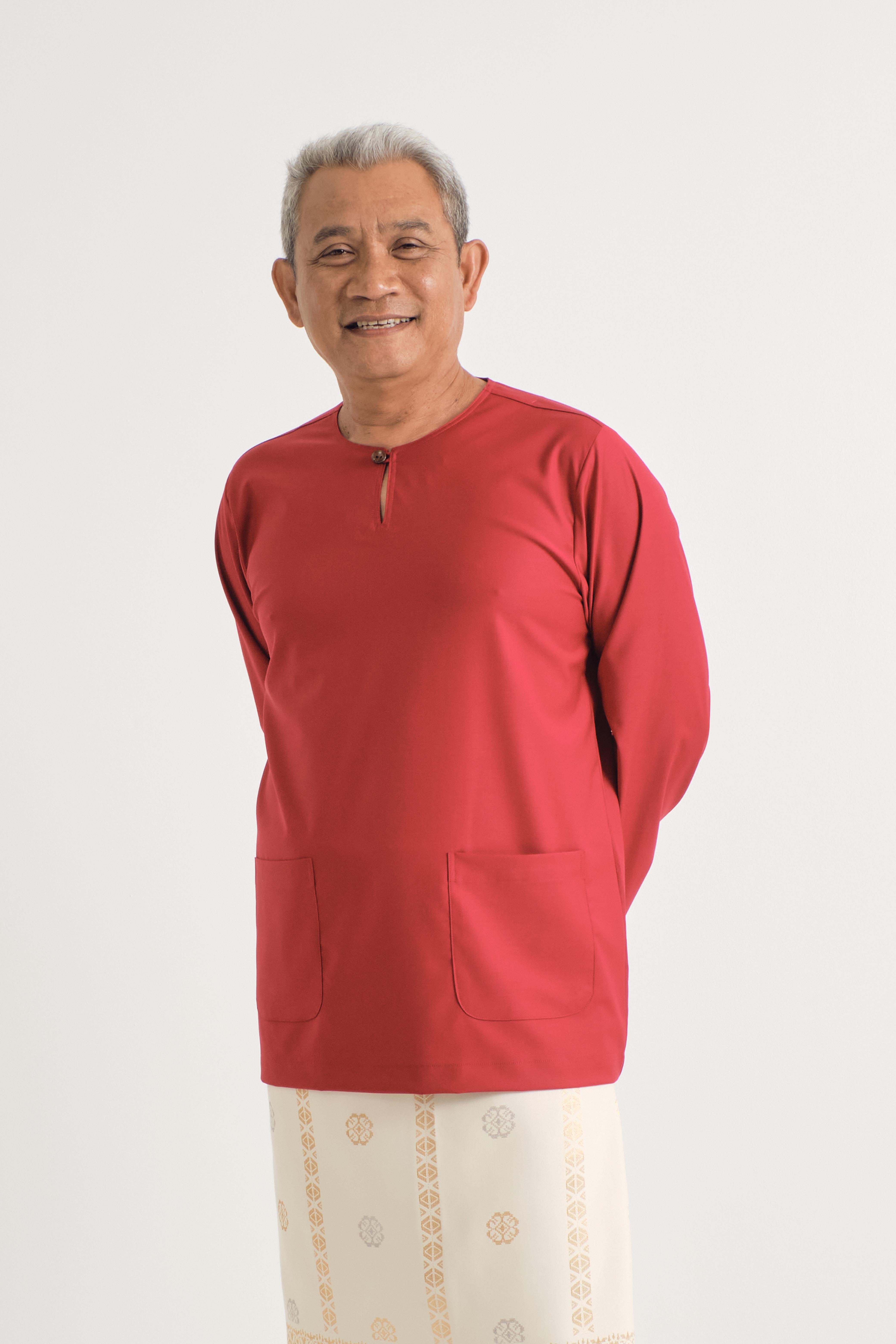 Patawali Modern Fit Baju Melayu Teluk Belanga - Crimson Red