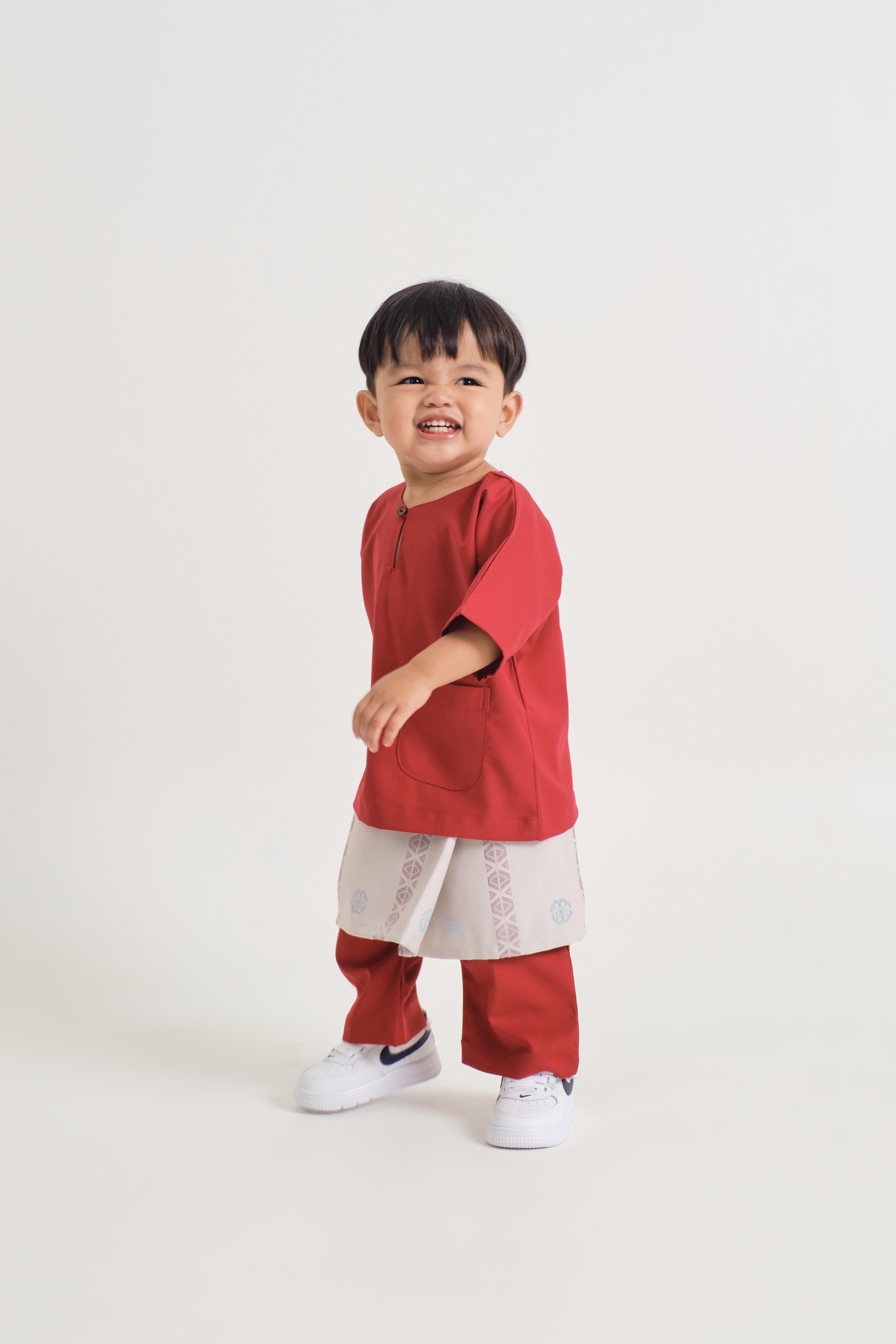 Patawali Baby Boys Baju Melayu Teluk Belanga - Crimson Red