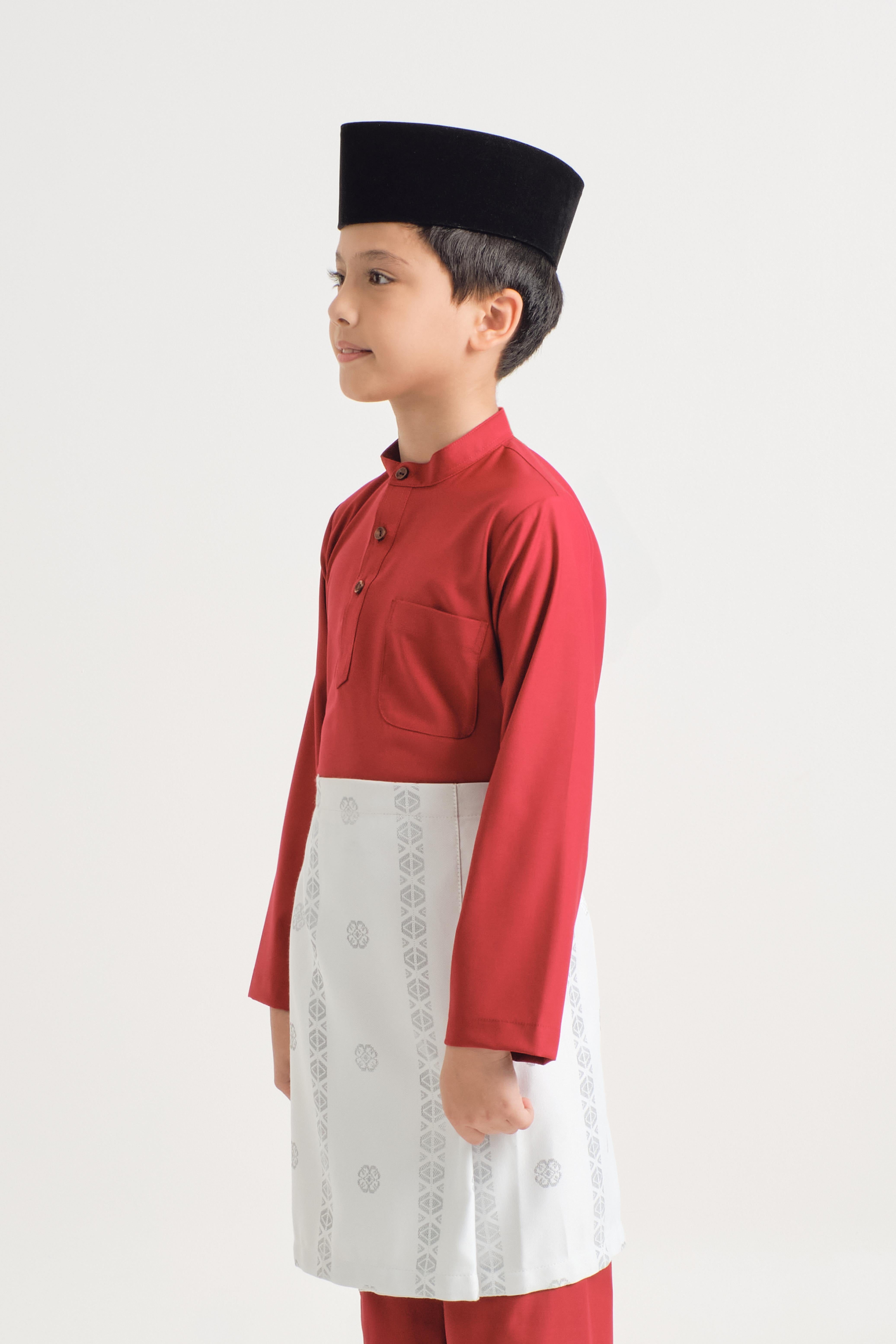 Patawali Boys Baju Melayu Cekak Musang - Crimson Red