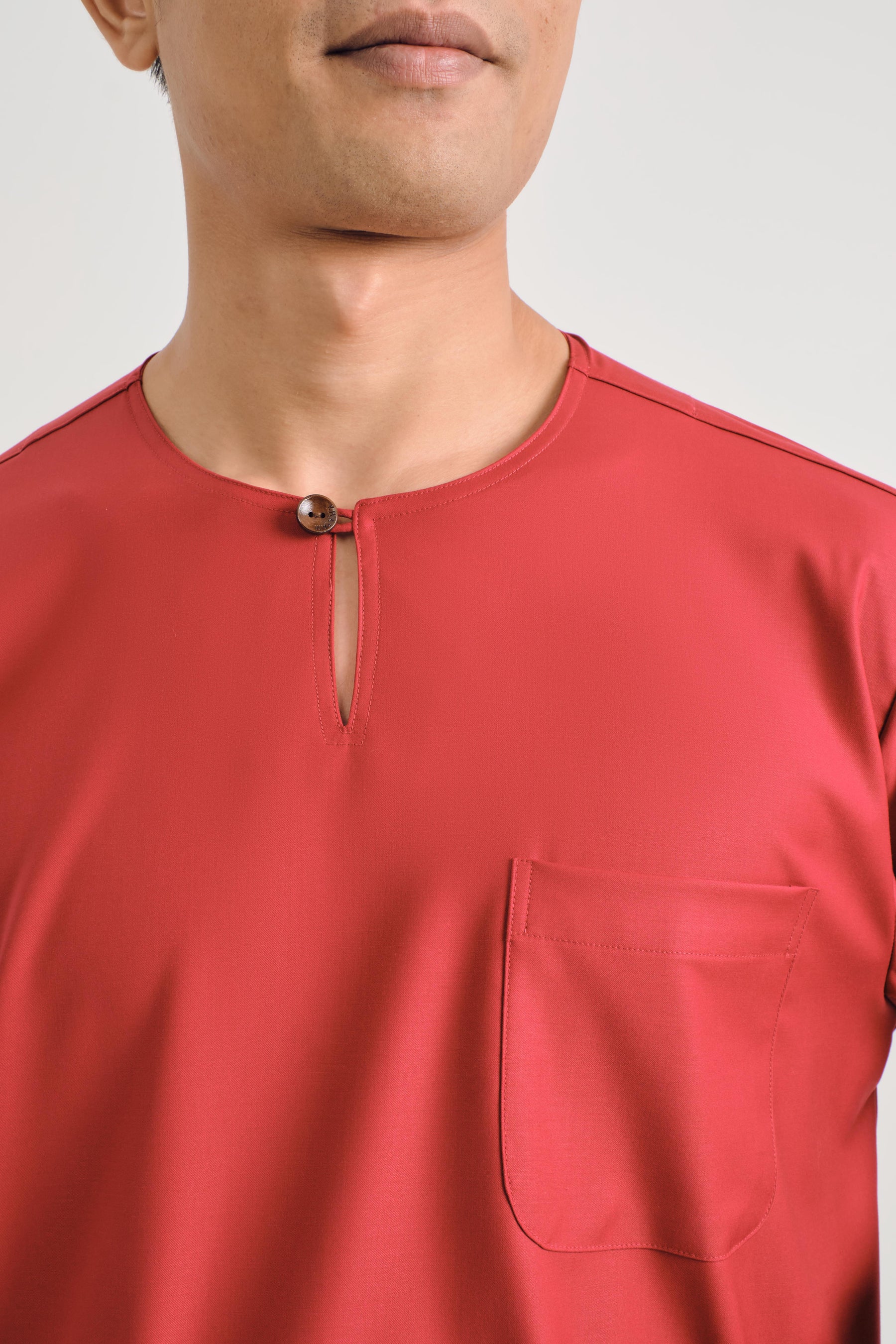 Patawali Classic Fit Baju Melayu Teluk Belanga - Crimson Red
