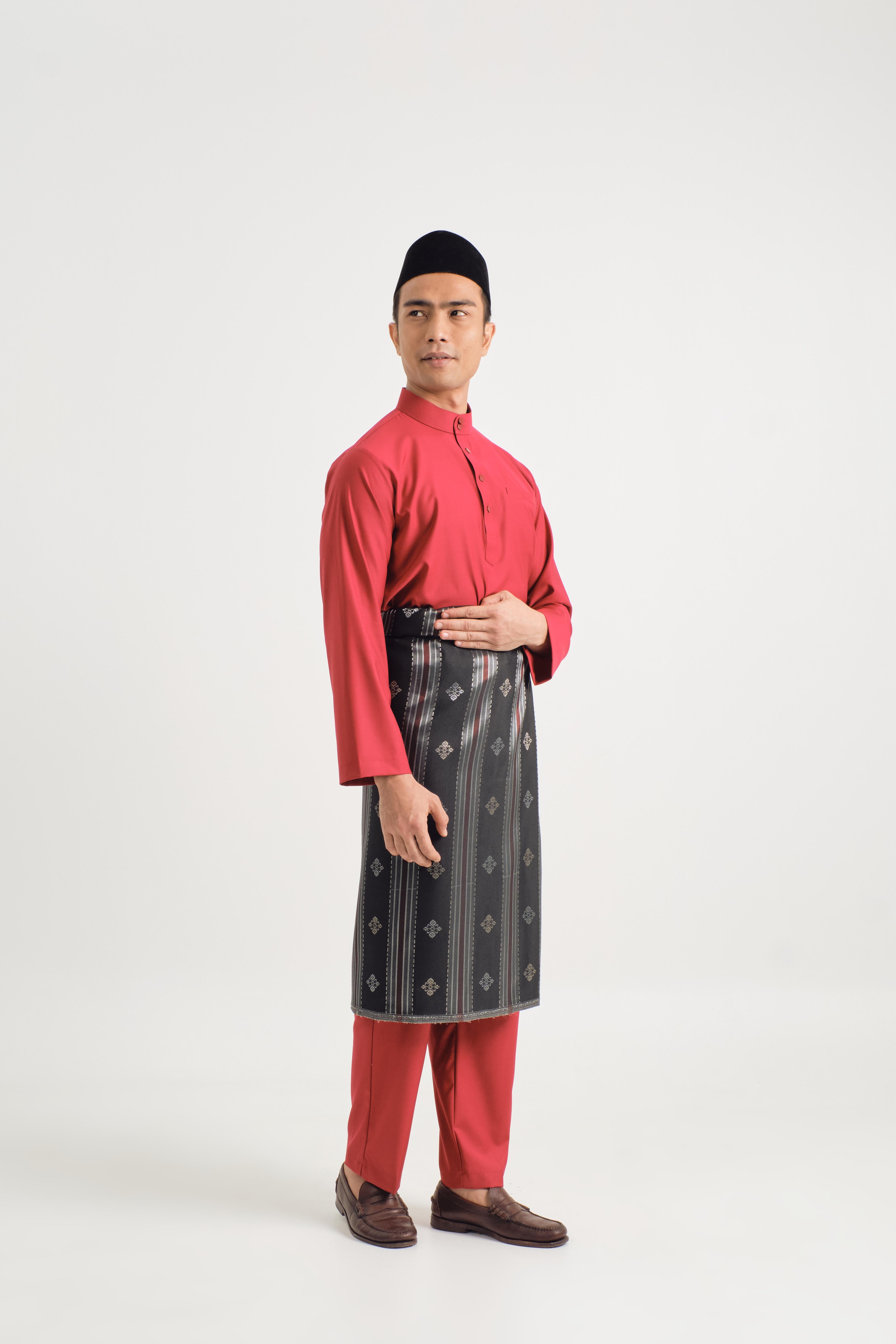 Patawali Baju Melayu Cekak Musang - Crimson Red