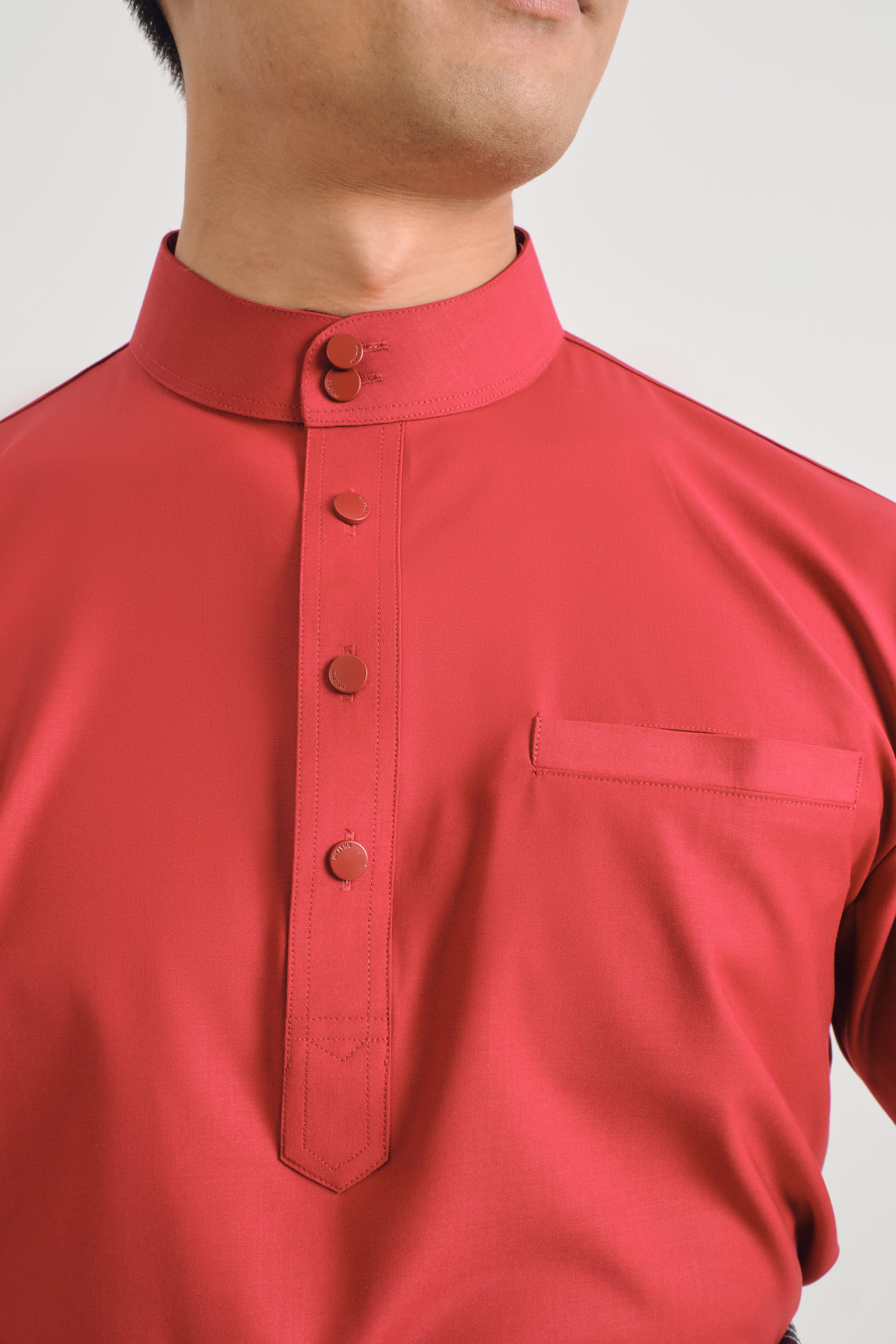 Patawali Baju Melayu Cekak Musang - Crimson Red