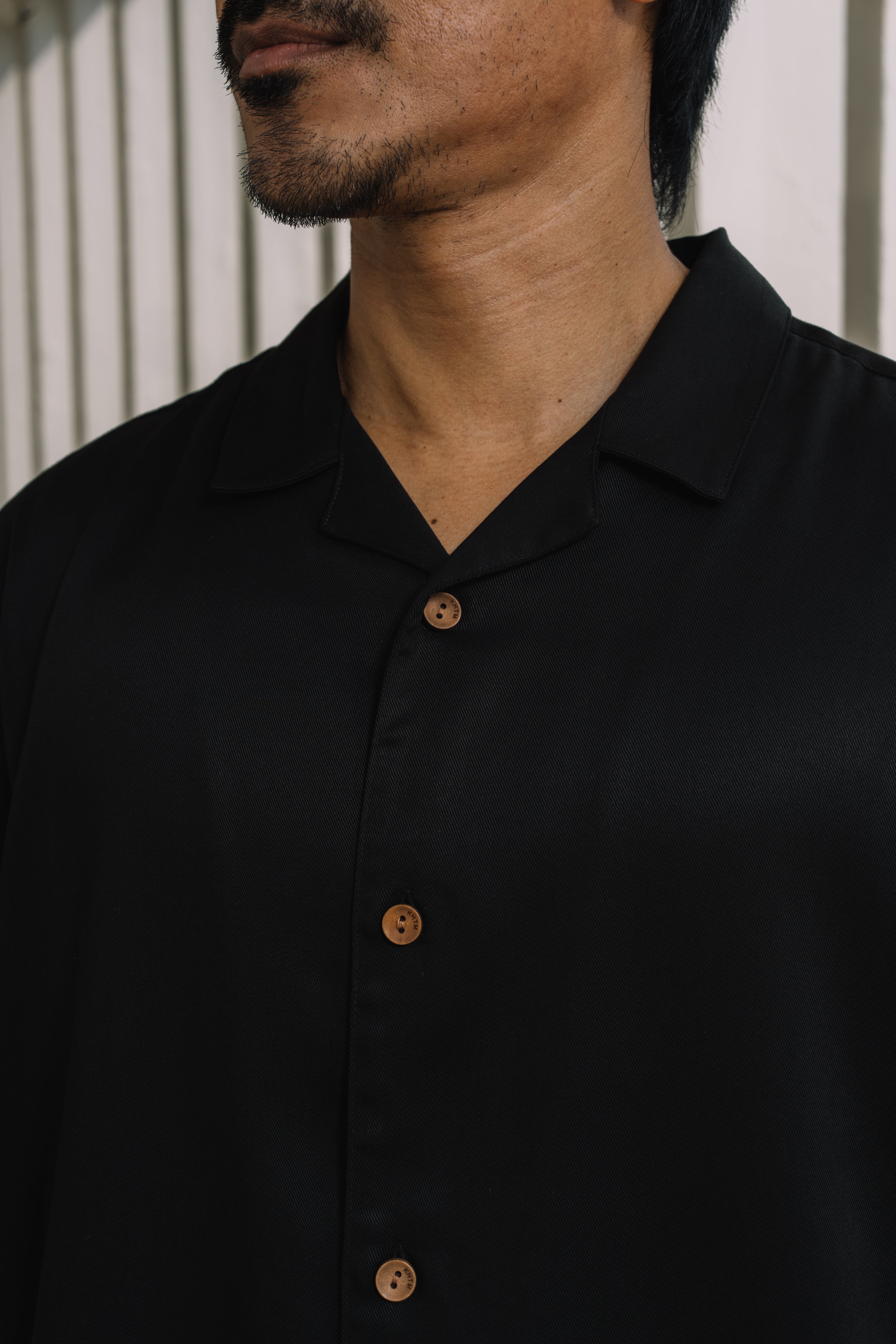 KHTM Camp Collar Shirt in Lyocell - Black