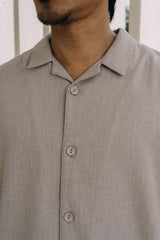 KHTM Camp Collar Shirt in Cotton - Light Grey