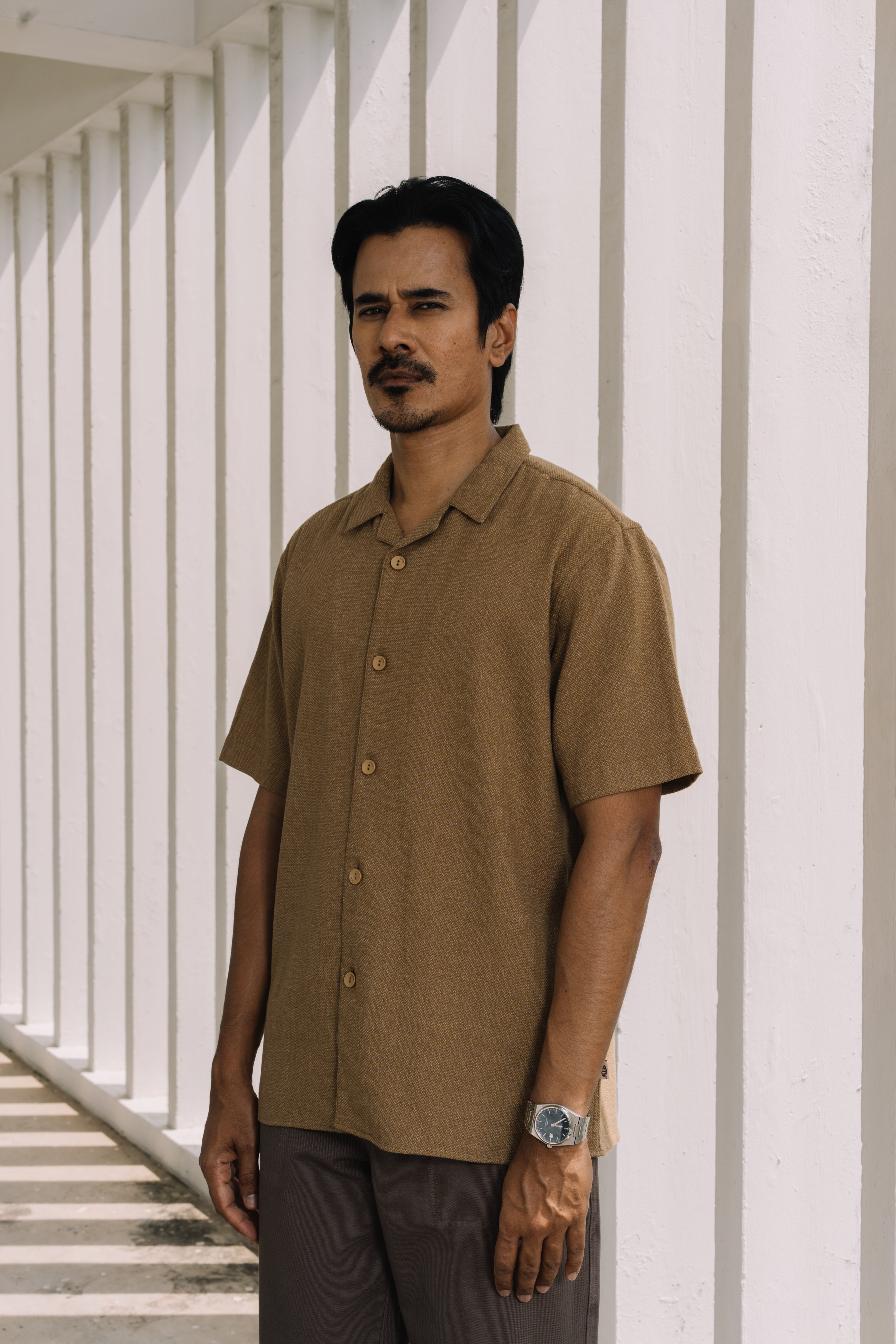 KHTM Camp Collar Shirt - Tan Brown