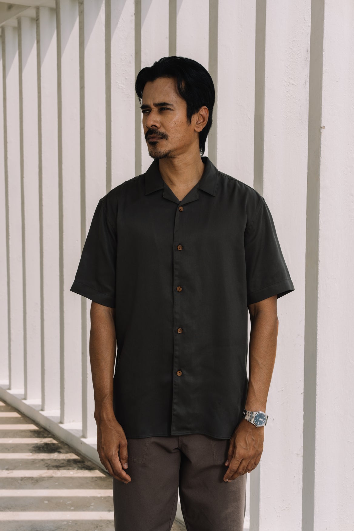 KHTM Camp Collar Shirt - Graphite Grey