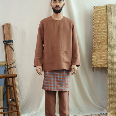 Mansoor Baju Melayu Teluk Belanga Brown