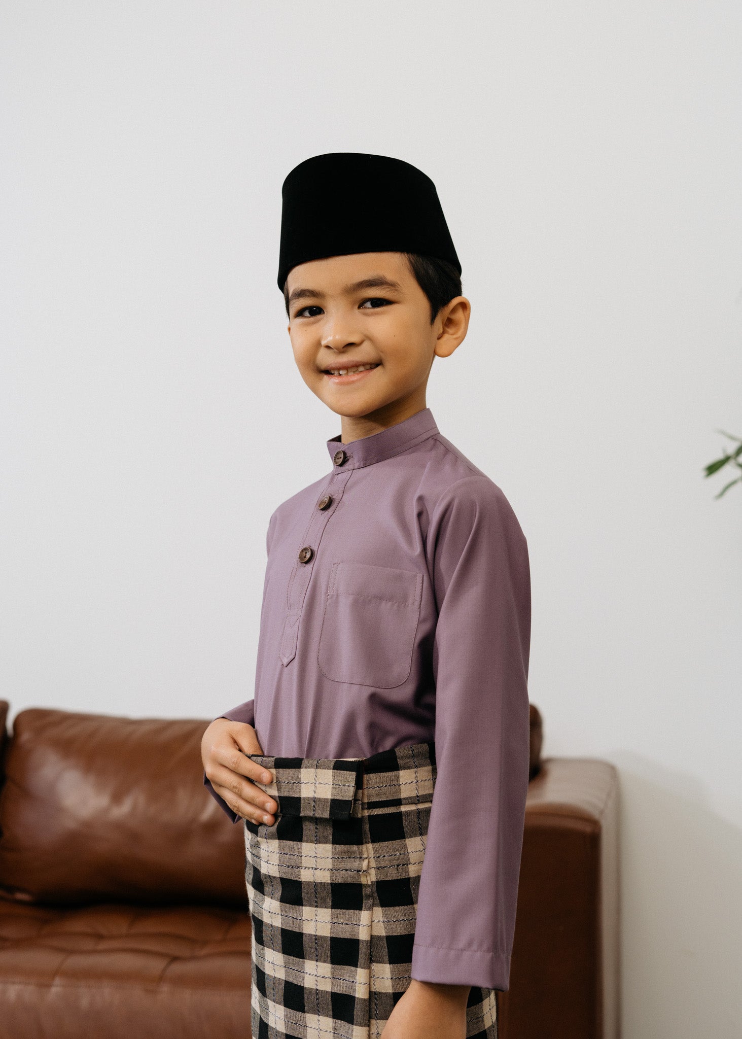 Patawali Boys Baju Melayu Cekak Musang - Dusty Lilac