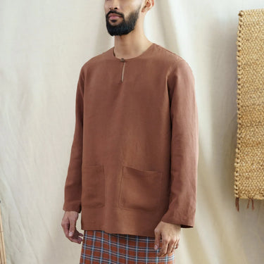 Mansoor Baju Melayu Teluk Belanga Brown