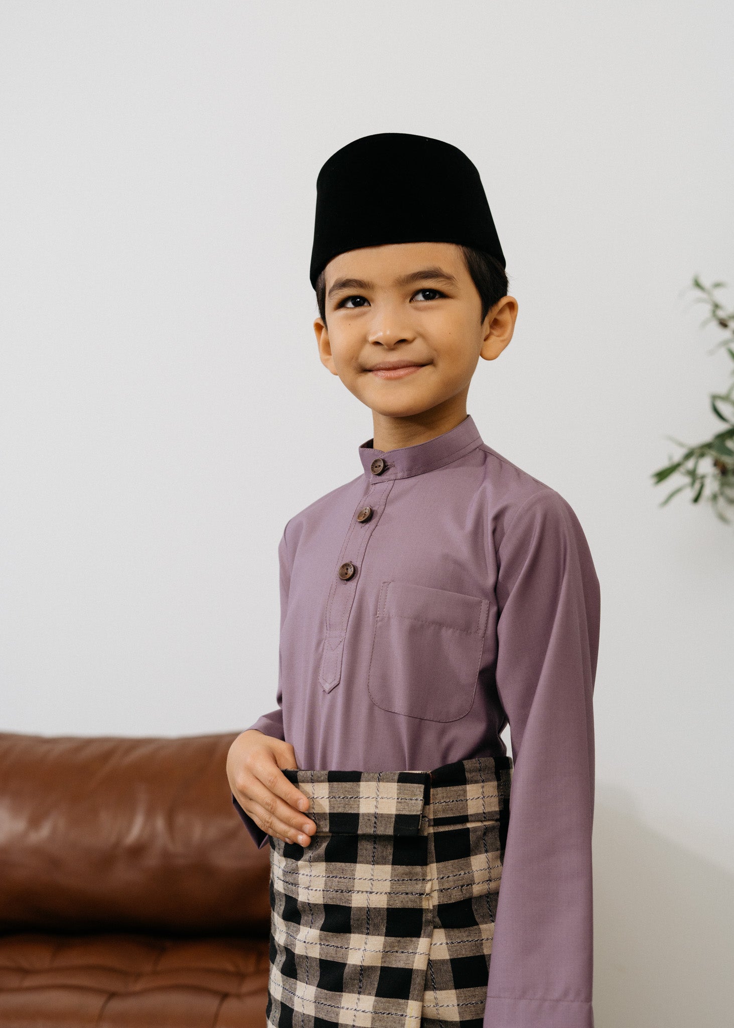 Patawali Boys Baju Melayu Cekak Musang - Dusty Lilac