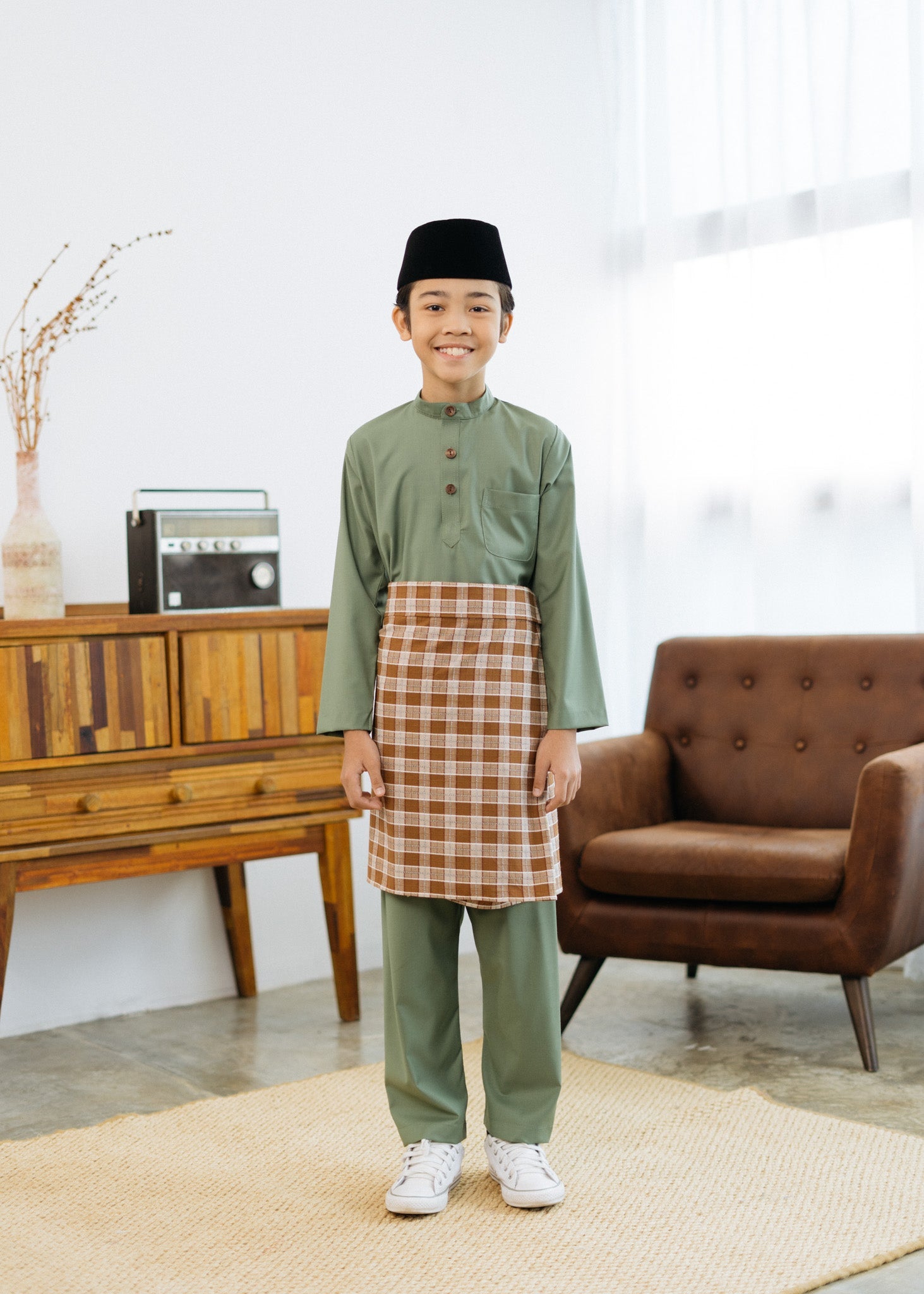 Patawali Boys Baju Melayu Cekak Musang - Pickle Green