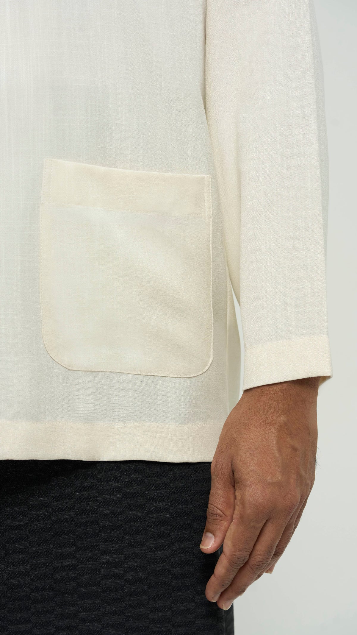 OG' Series Baju Melayu Teluk Belanga Klasik Seluar Moden - Putih Gading