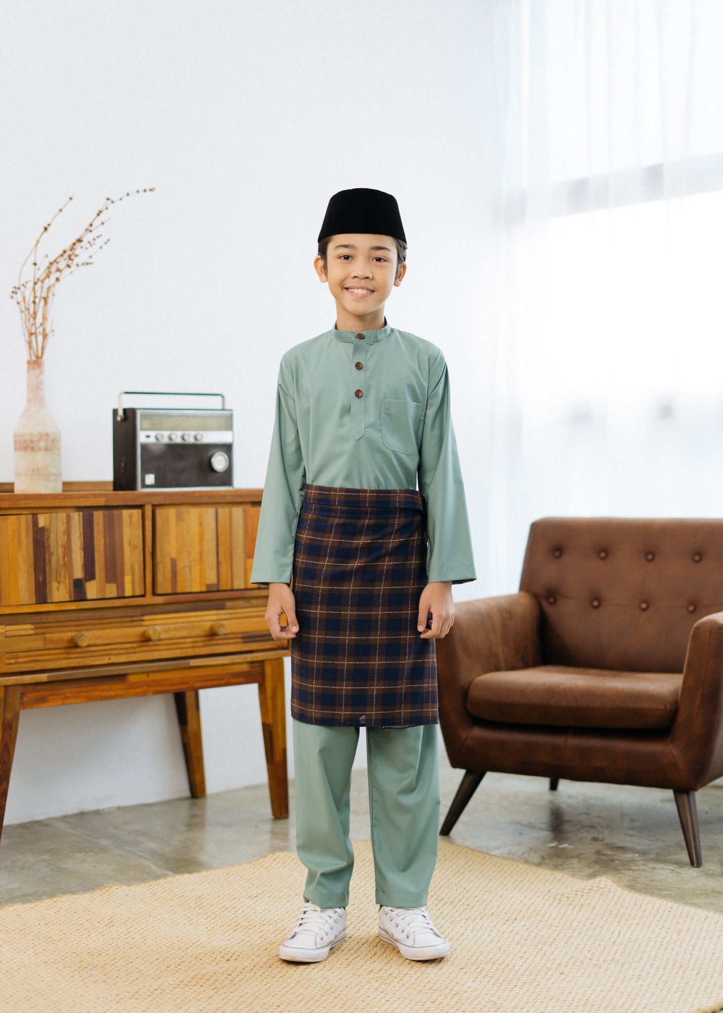 Patawali Boys Baju Melayu Cekak Musang - Soft Teal Green