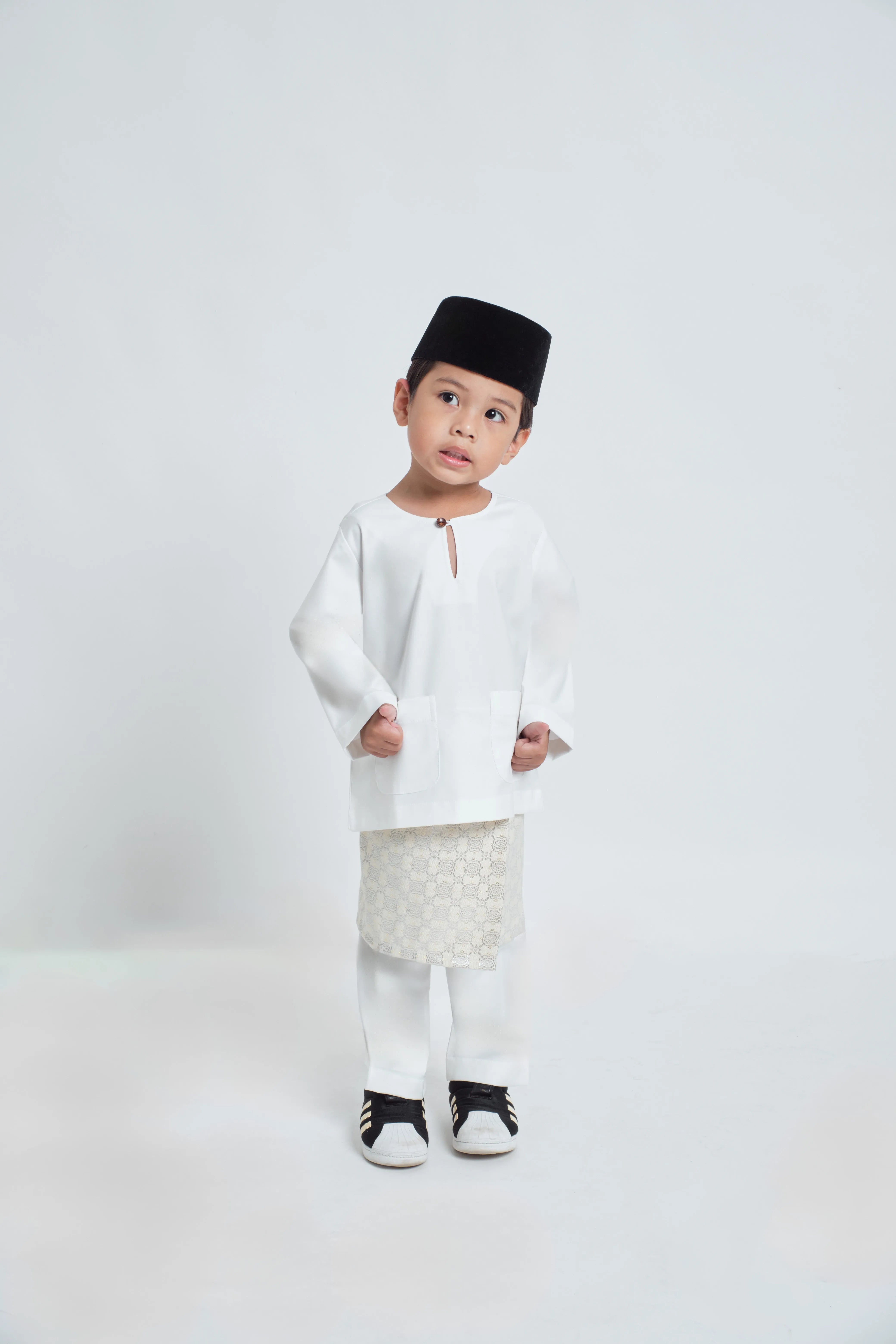 Patawali Boys Baju Melayu Teluk Belanga - Antique White