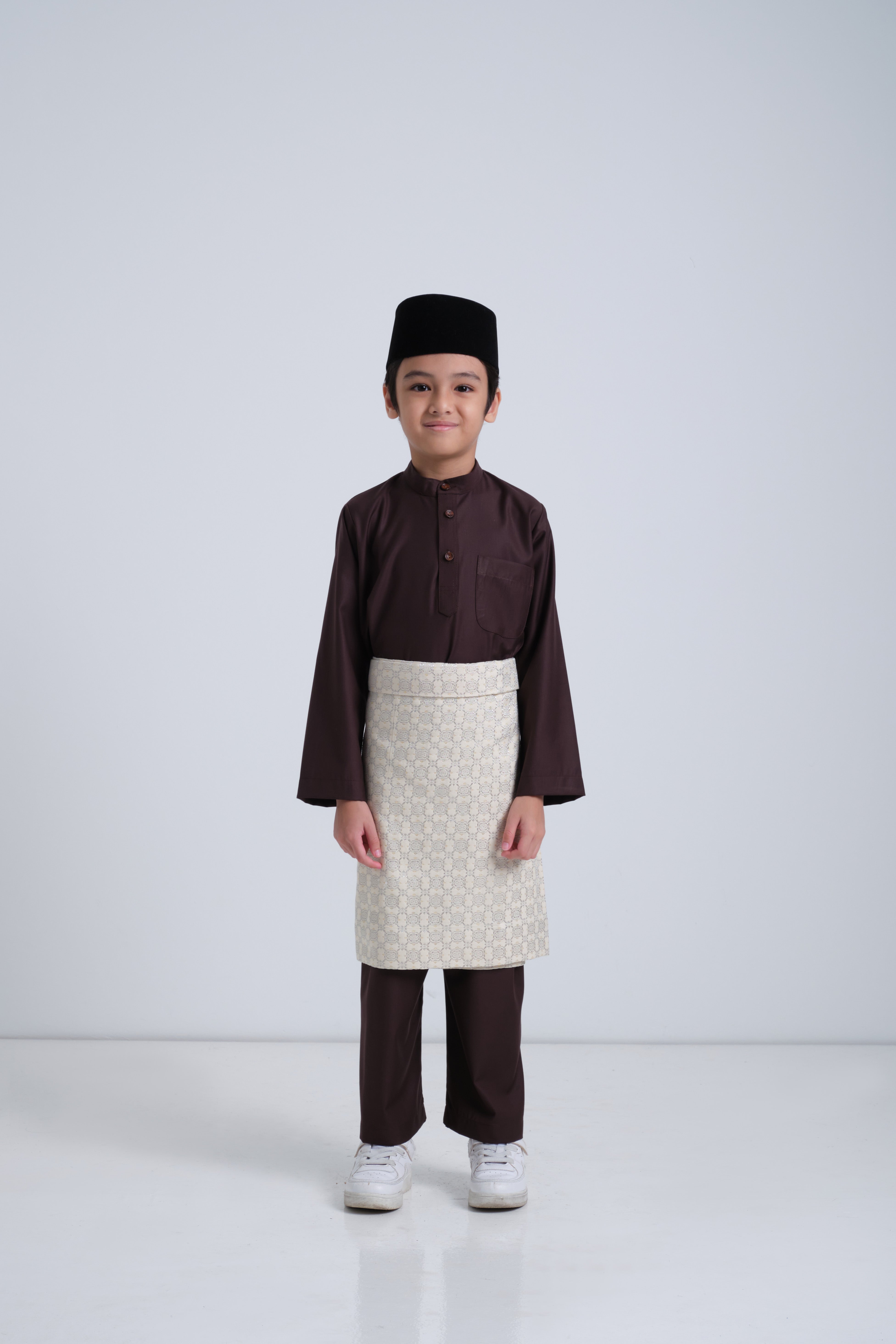 Patawali Boys Baju Melayu Cekak Musang - Dark Chocolate
