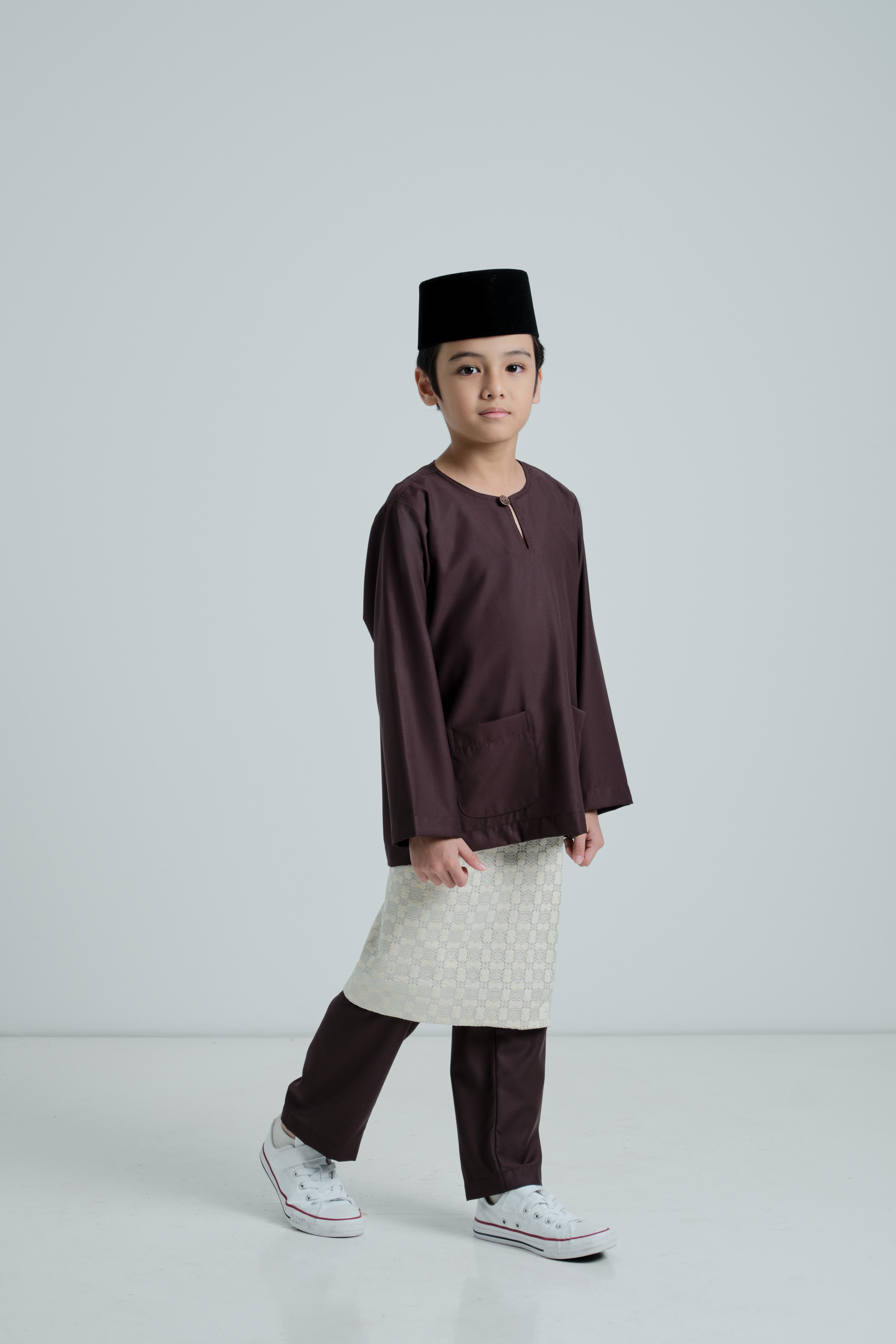 Patawali Boys Baju Melayu Teluk Belanga - Dark Chocolate