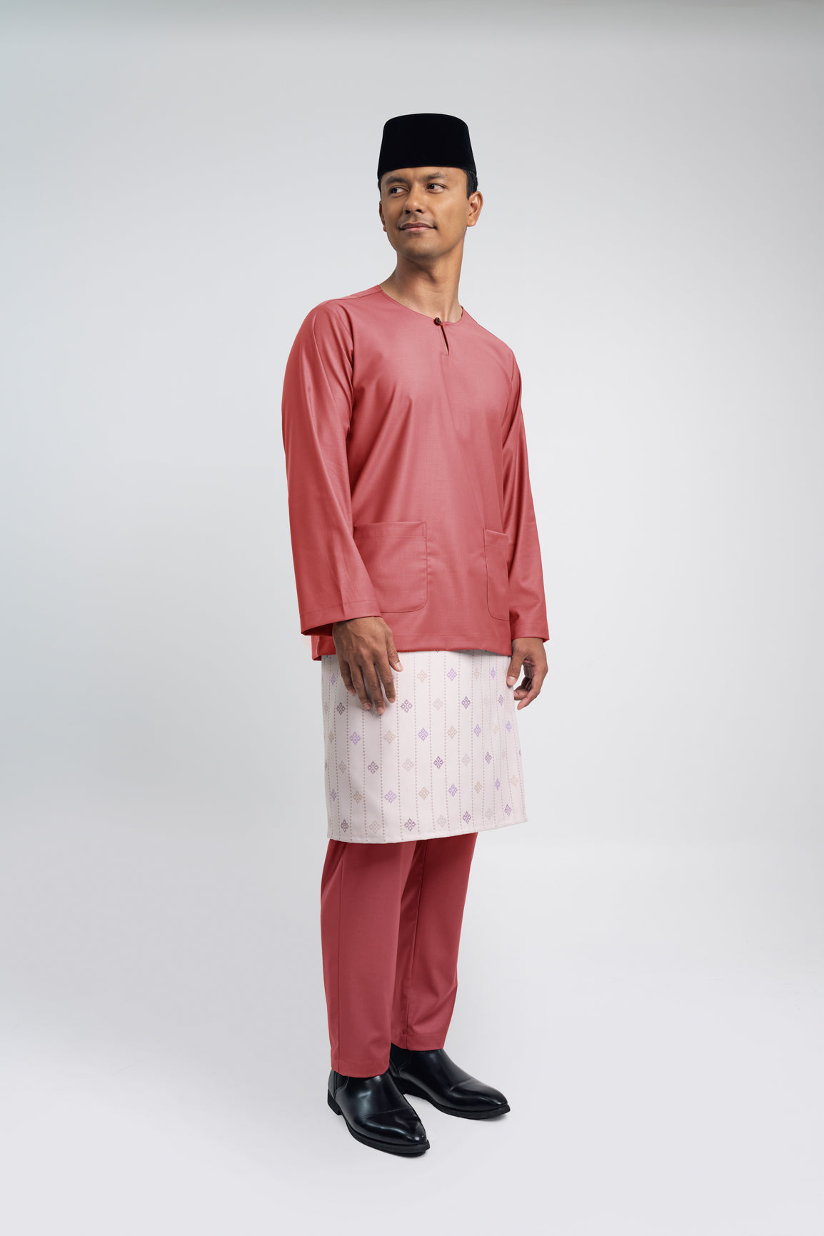 Patawali Modern Fit Baju Melayu Teluk Belanga - Dark Rose