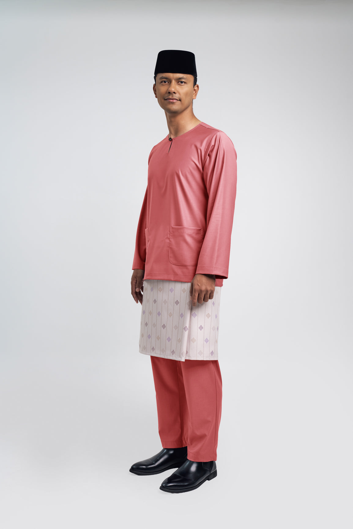 Patawali Modern Fit Baju Melayu Teluk Belanga - Dark Rose