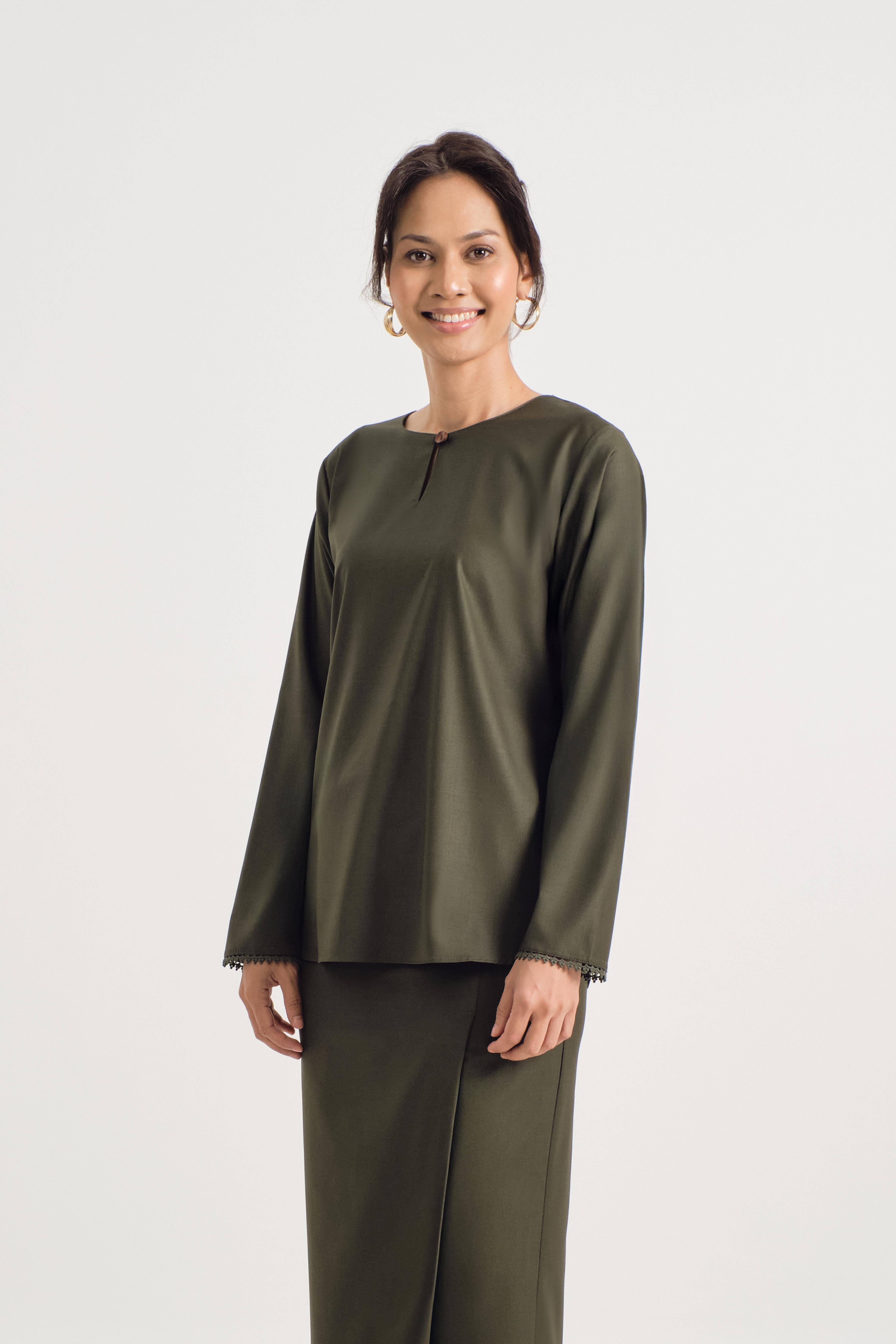 Patawali Baju Kurung - Dark Army Green