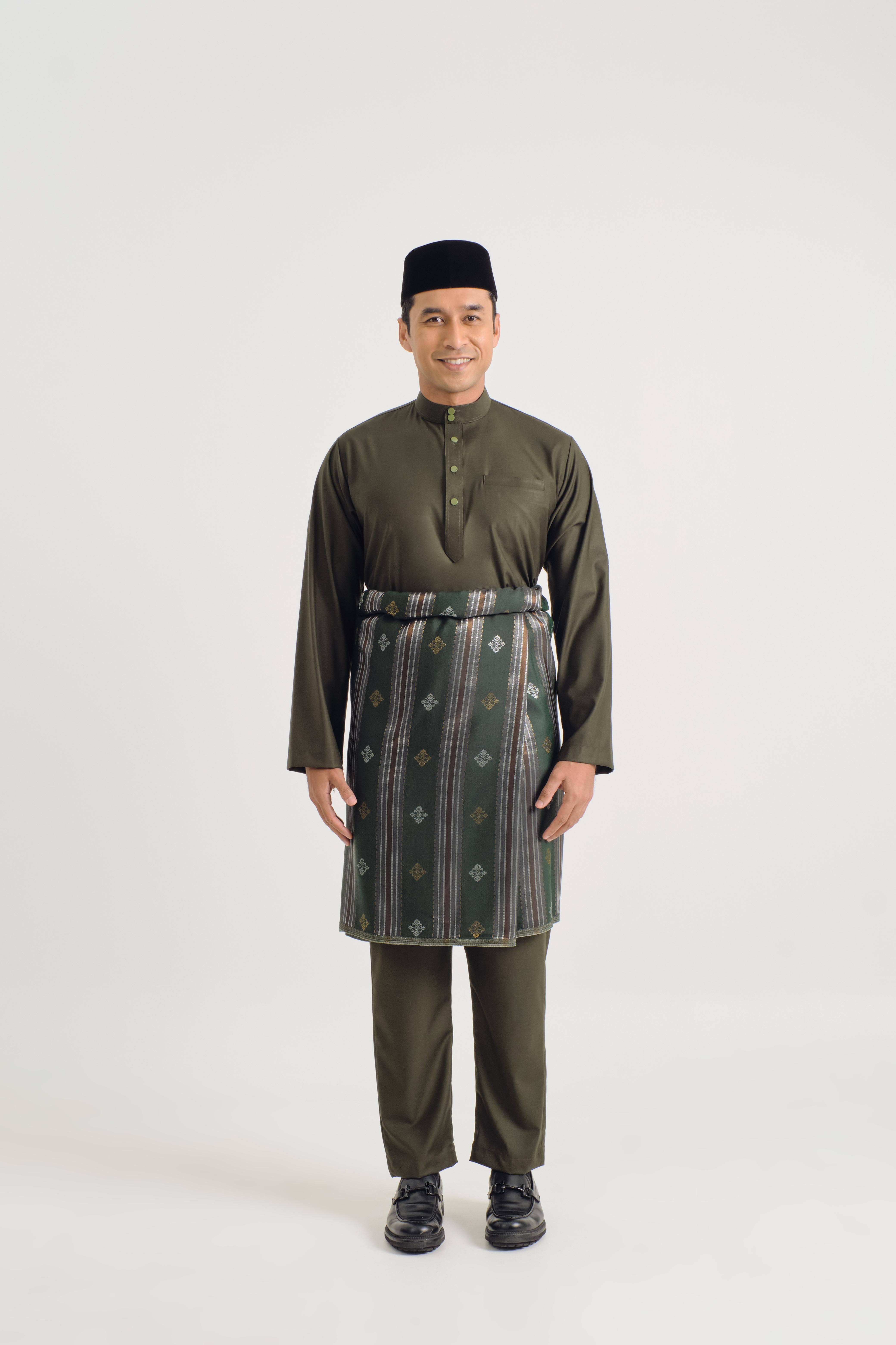 Patawali Baju Melayu Cekak Musang - Dark Army Green