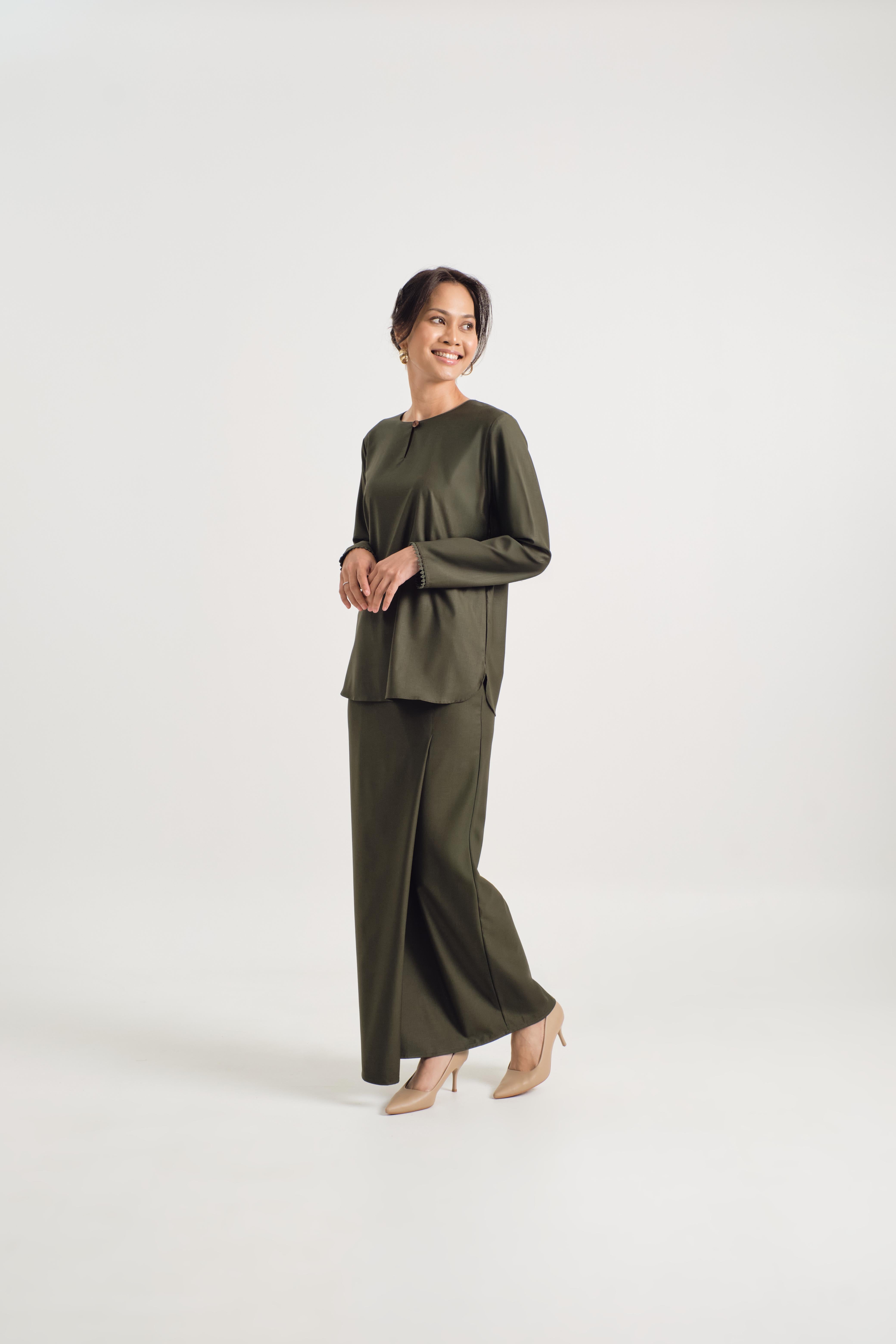 Patawali Baju Kurung - Dark Army Green