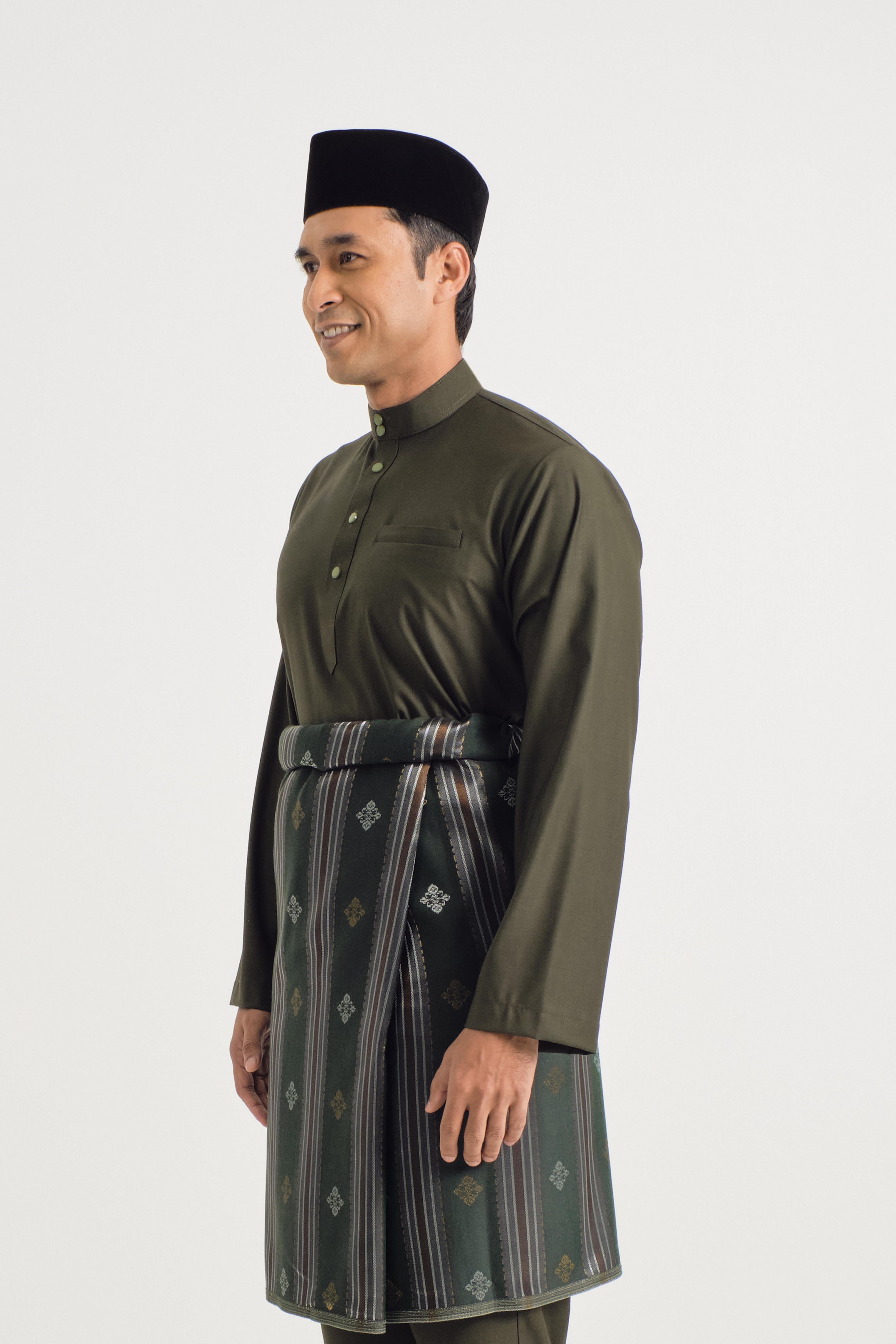 Patawali Baju Melayu Cekak Musang - Dark Army Green