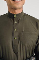 Patawali Baju Melayu Cekak Musang - Dark Army Green