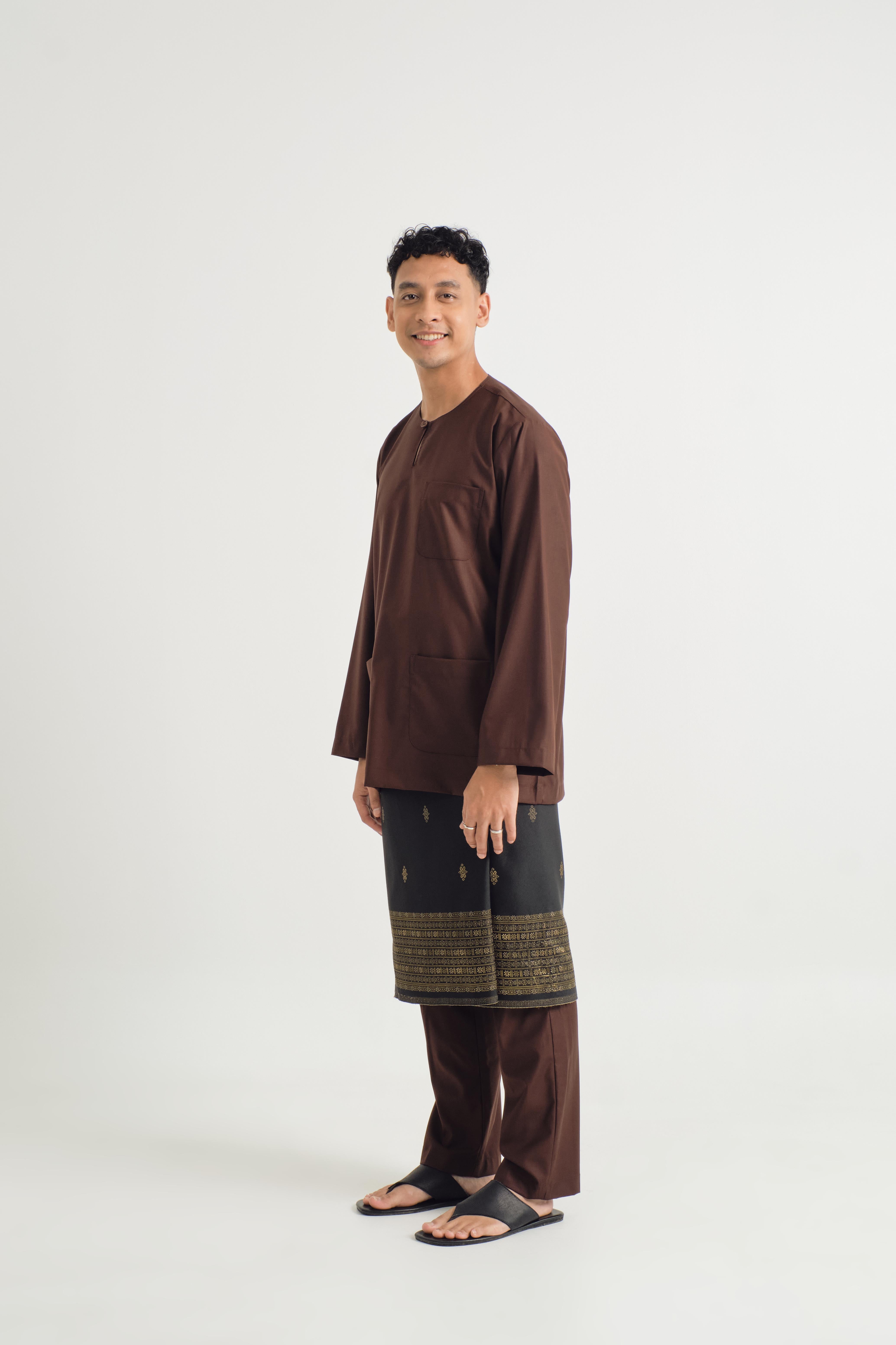 Patawali Classic Fit Baju Melayu Teluk Belanga - Dark Brown