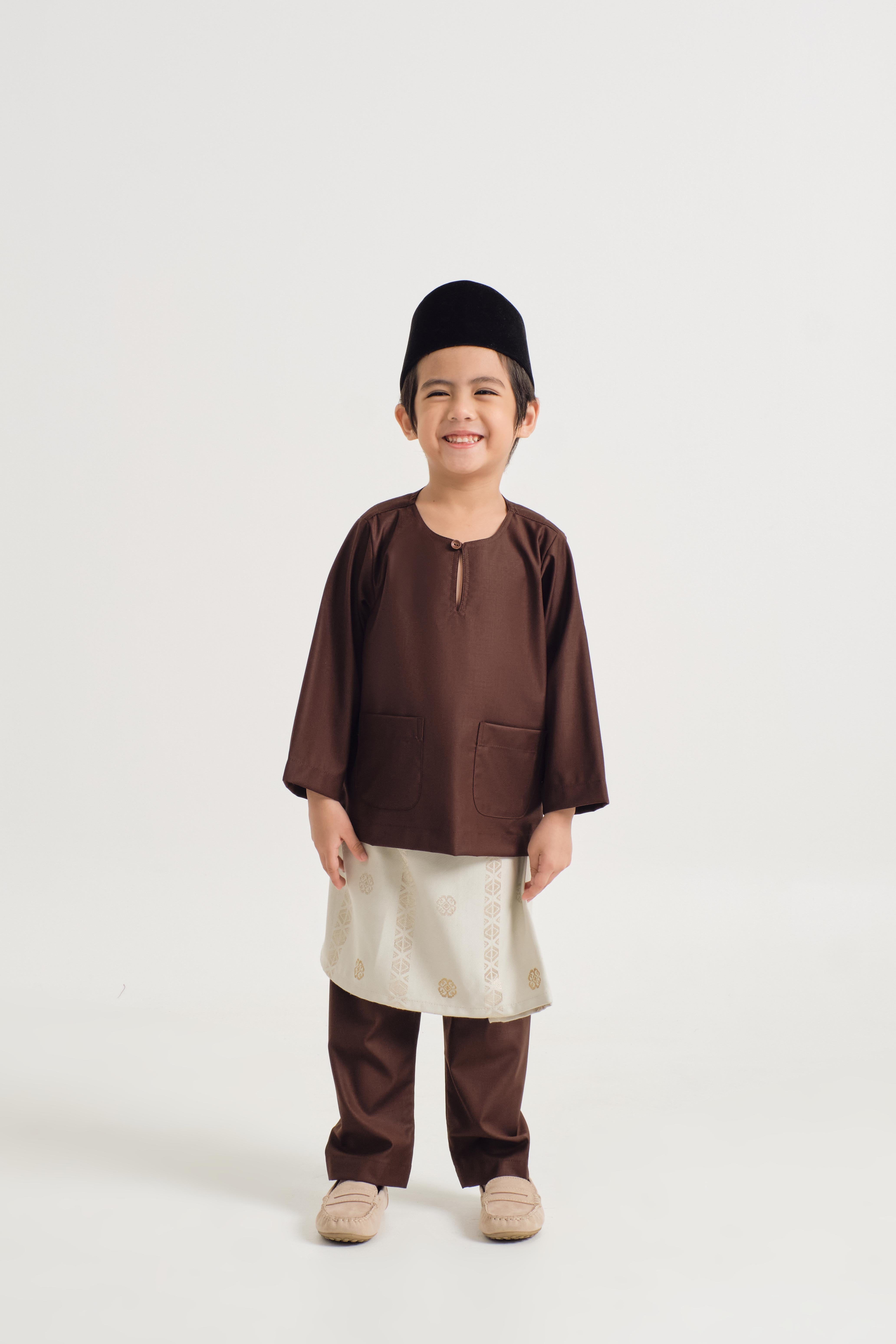 Patawali Boys Baju Melayu Teluk Belanga - Dark Brown