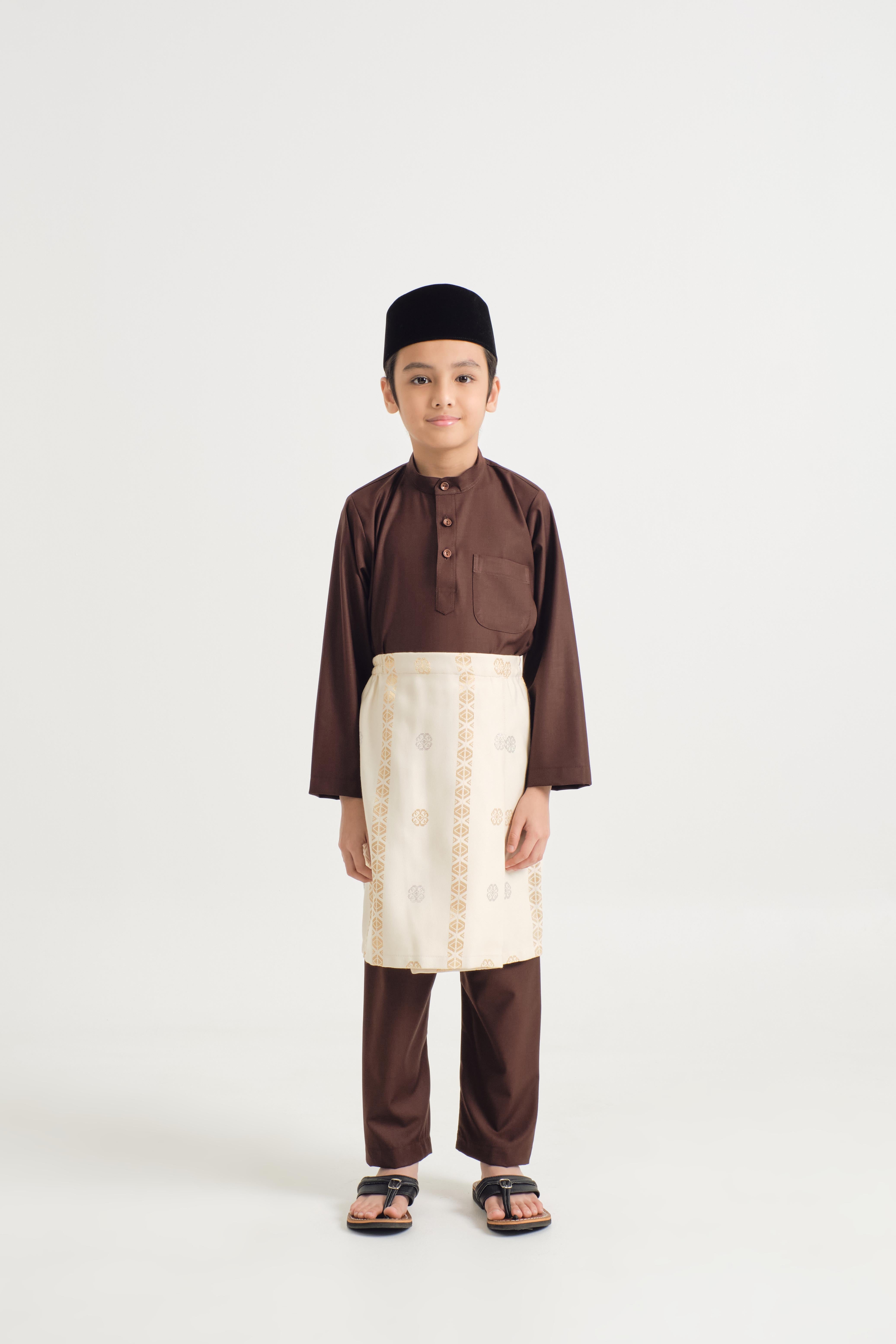 Patawali Boys Baju Melayu Cekak Musang - Dark Brown