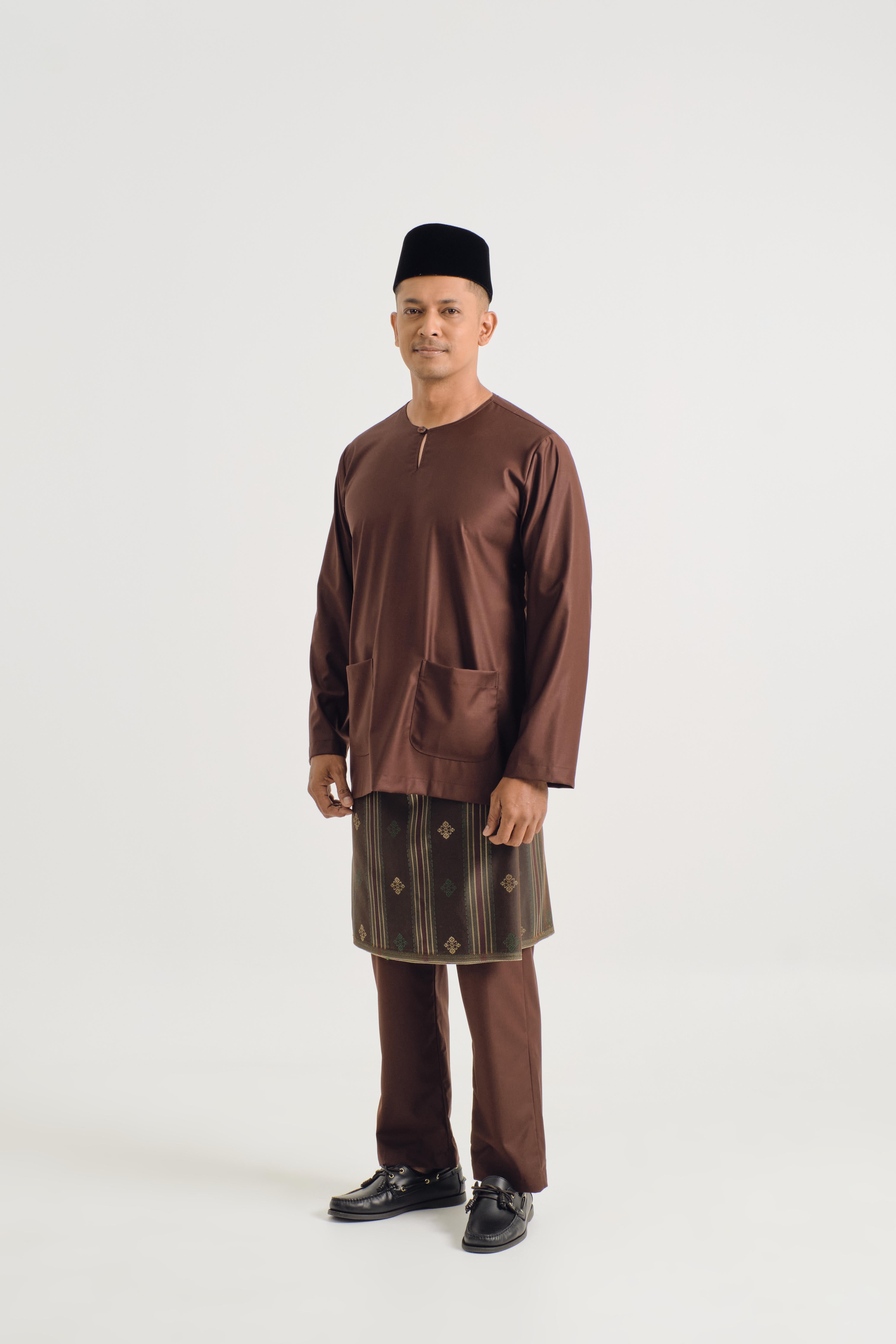 Patawali Modern Fit Baju Melayu Teluk Belanga - Dark Brown