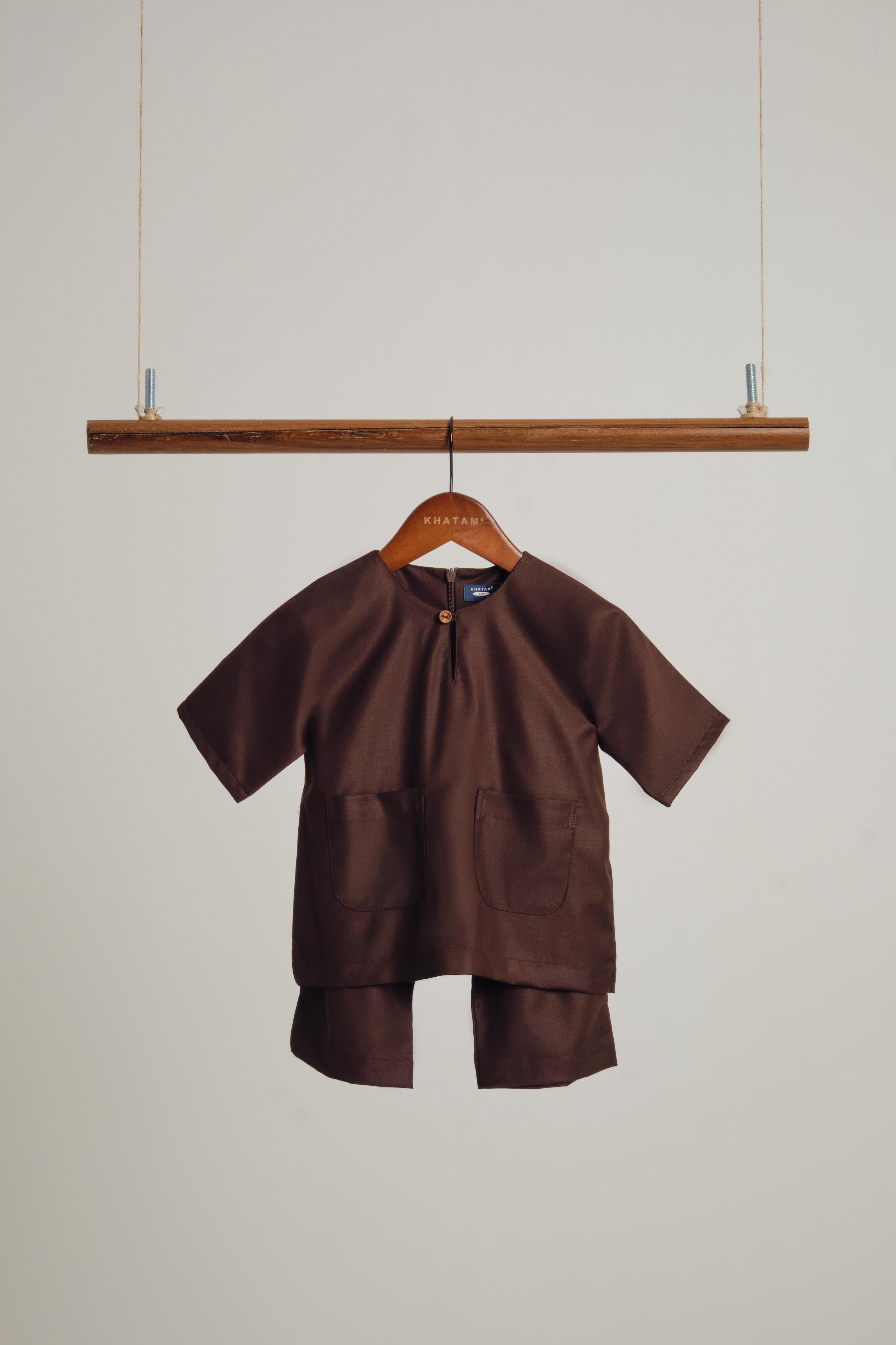 Patawali Baby Boys Baju Melayu Teluk Belanga - Dark Brown