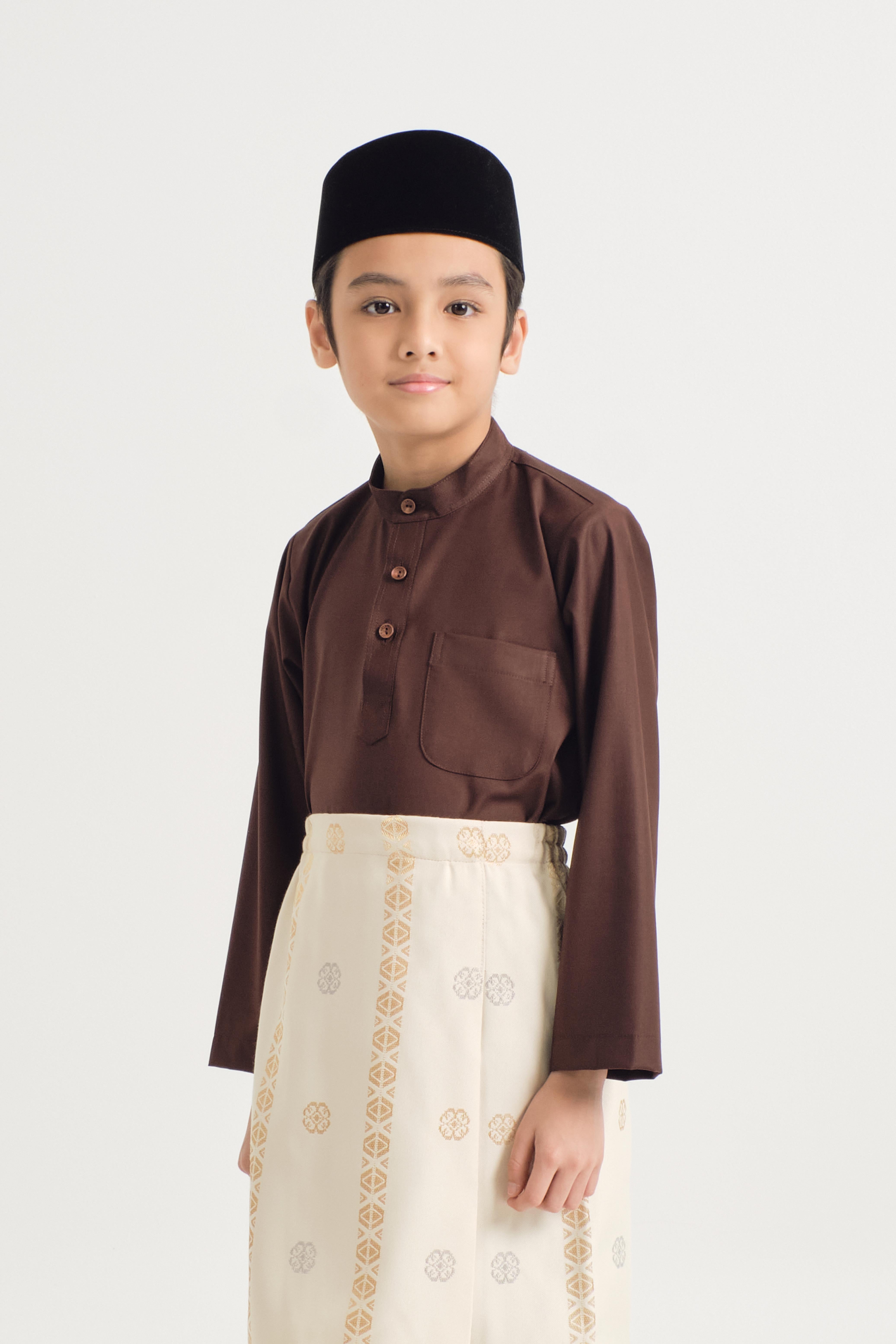 Patawali Boys Baju Melayu Cekak Musang - Dark Brown