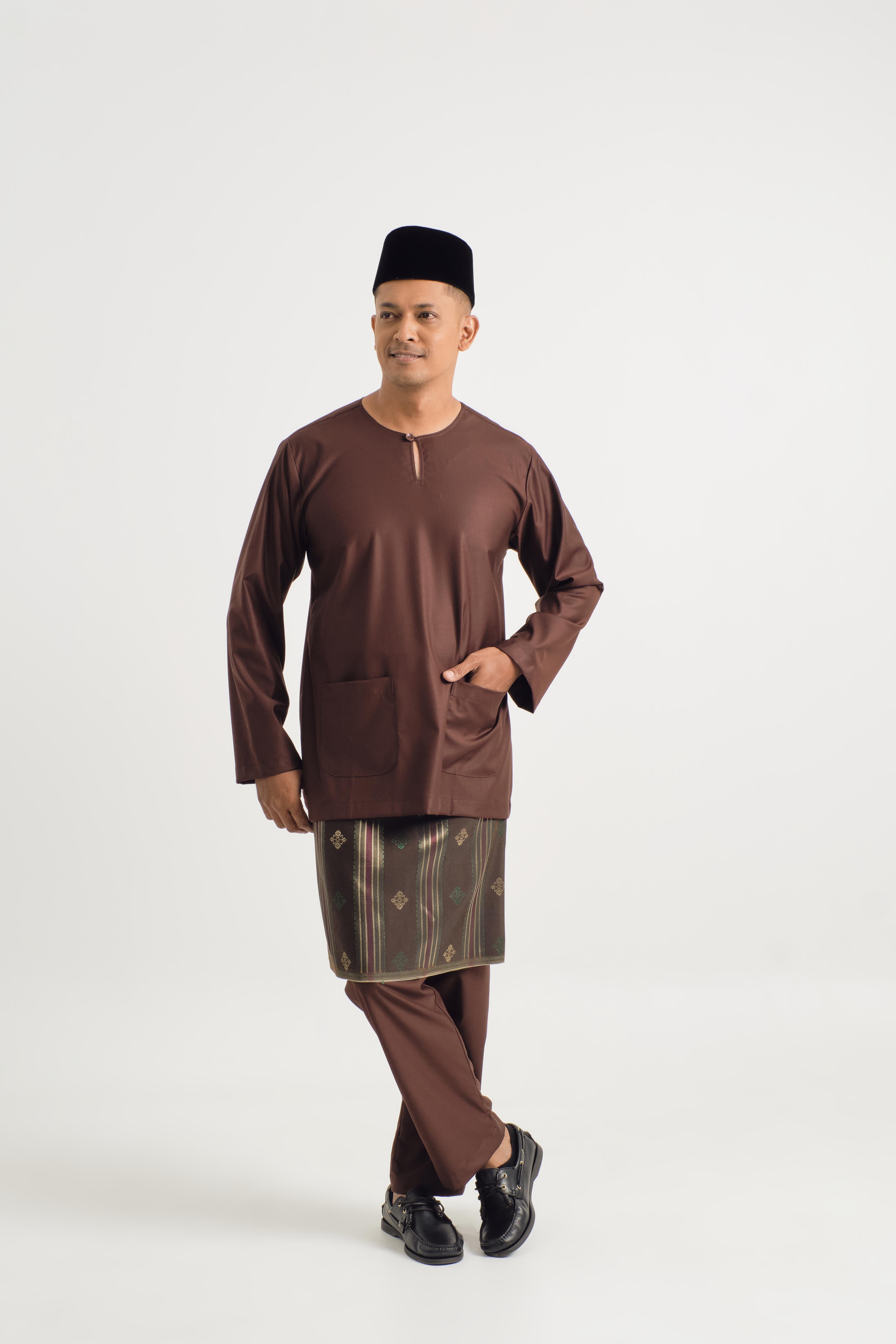 Patawali Modern Fit Baju Melayu Teluk Belanga - Dark Brown