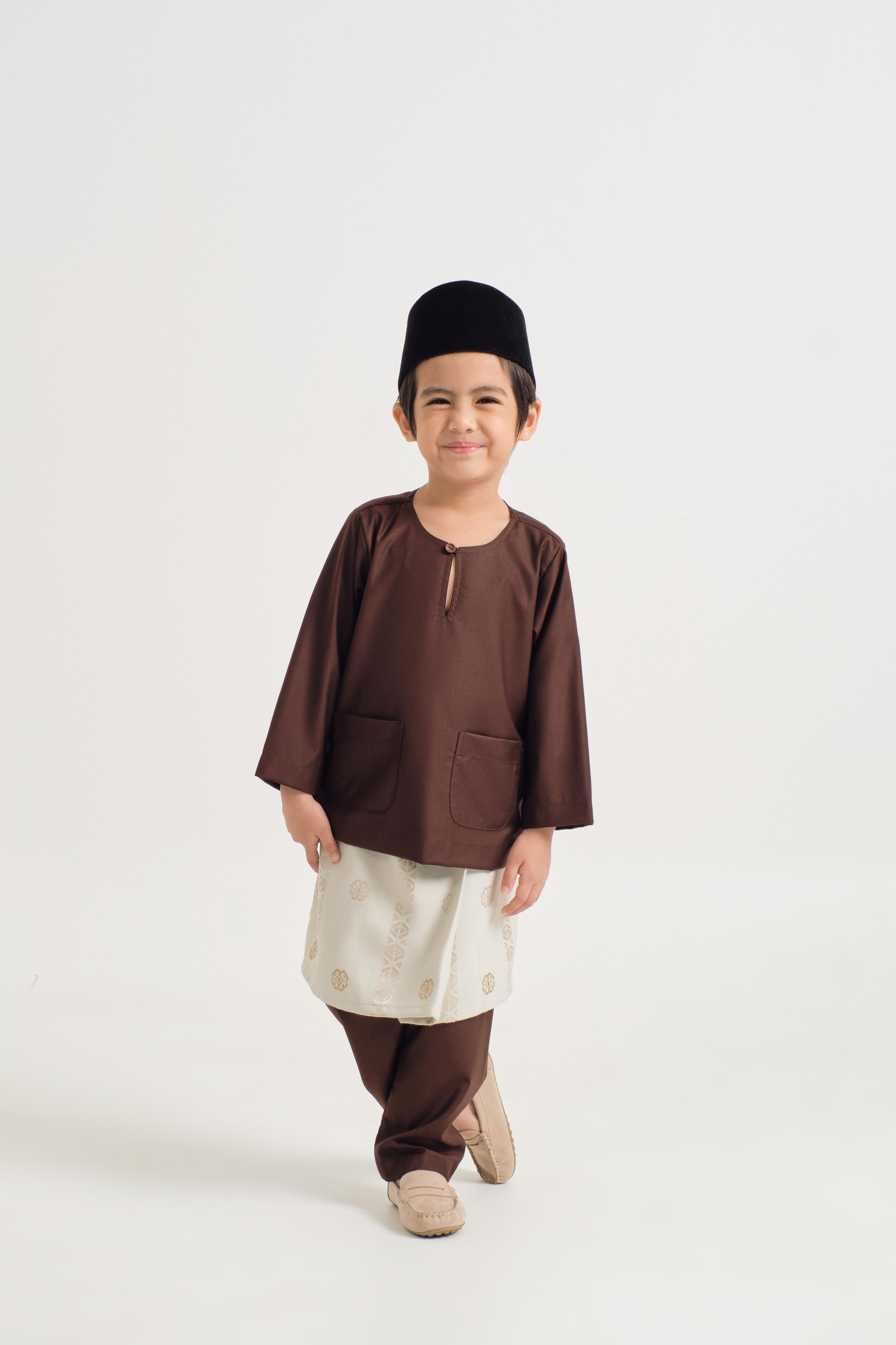 Patawali Boys Baju Melayu Teluk Belanga - Dark Brown