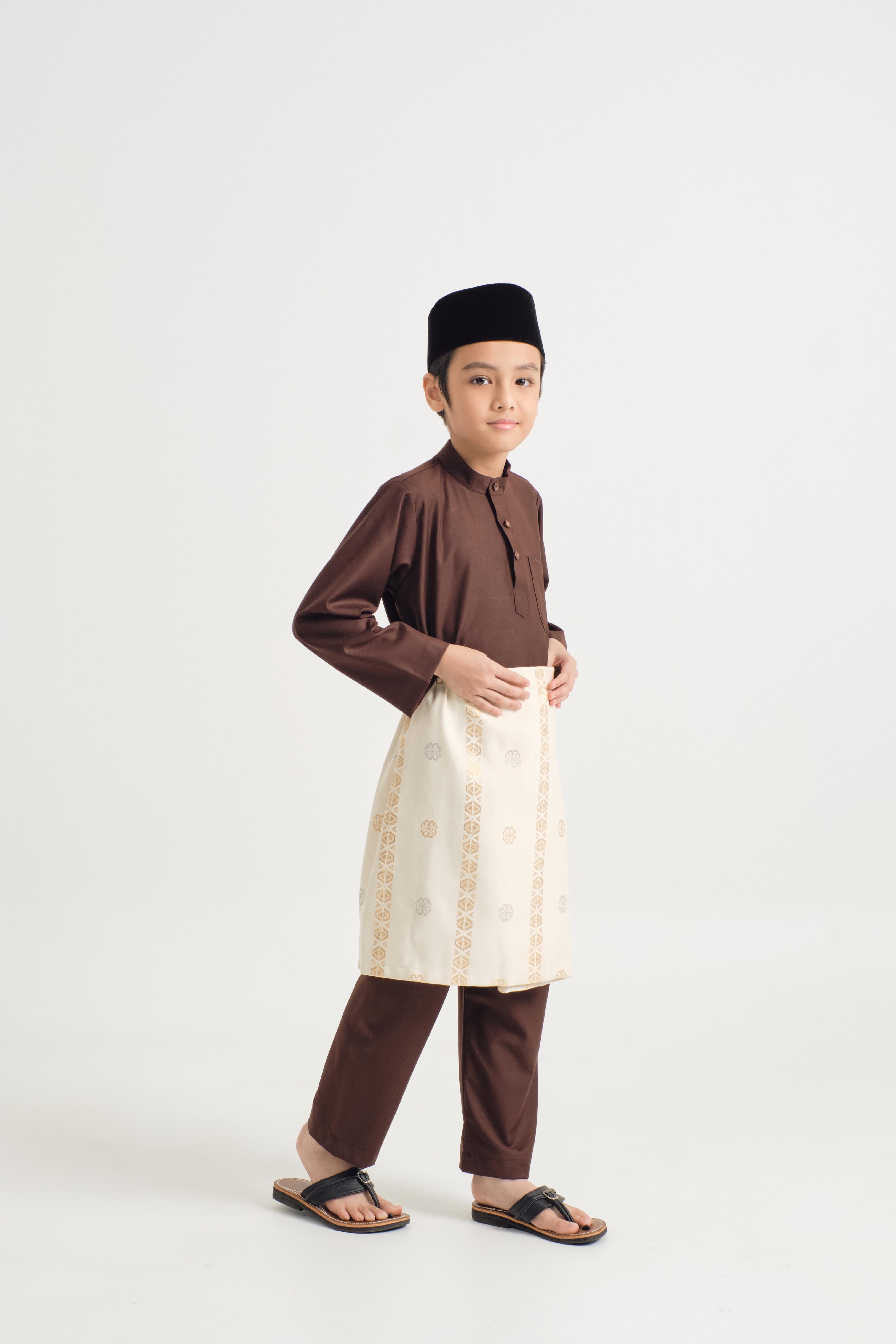 Patawali Boys Baju Melayu Cekak Musang - Dark Brown