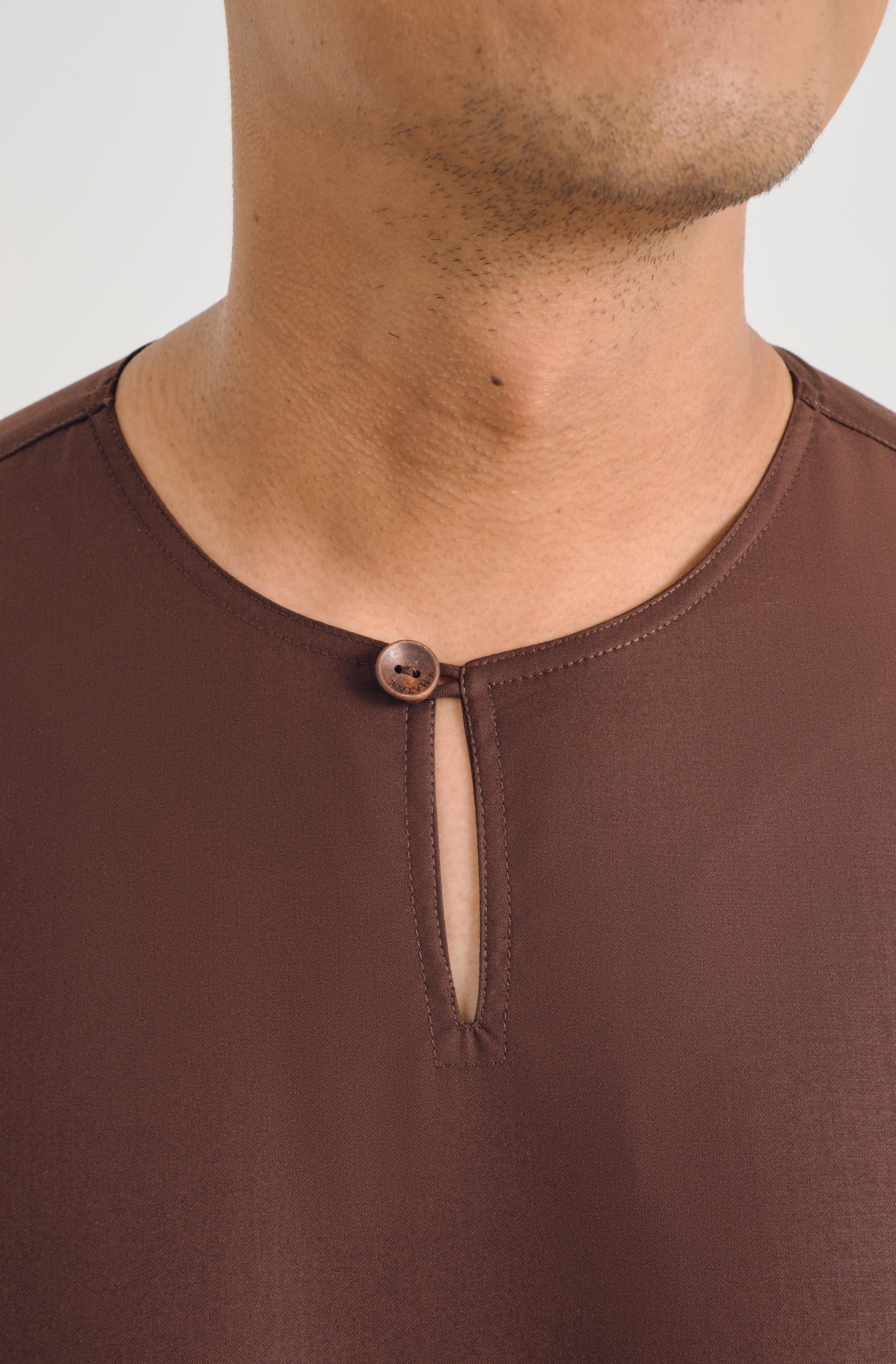 Patawali Modern Fit Baju Melayu Teluk Belanga - Dark Brown