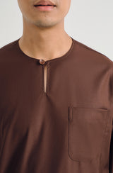 Patawali Classic Fit Baju Melayu Teluk Belanga - Dark Brown