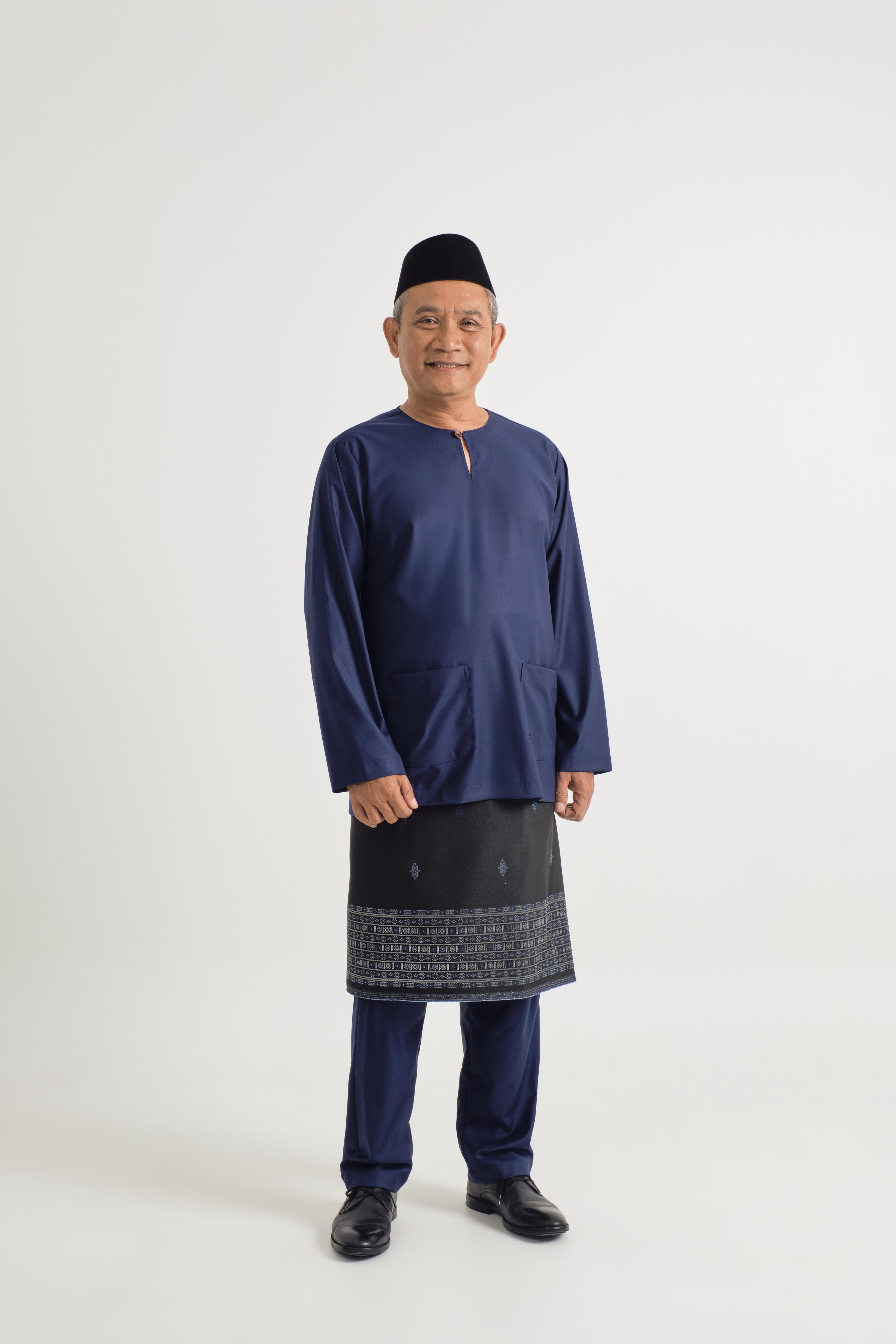 Patawali Modern Fit Baju Melayu Teluk Belanga - Dark Navy