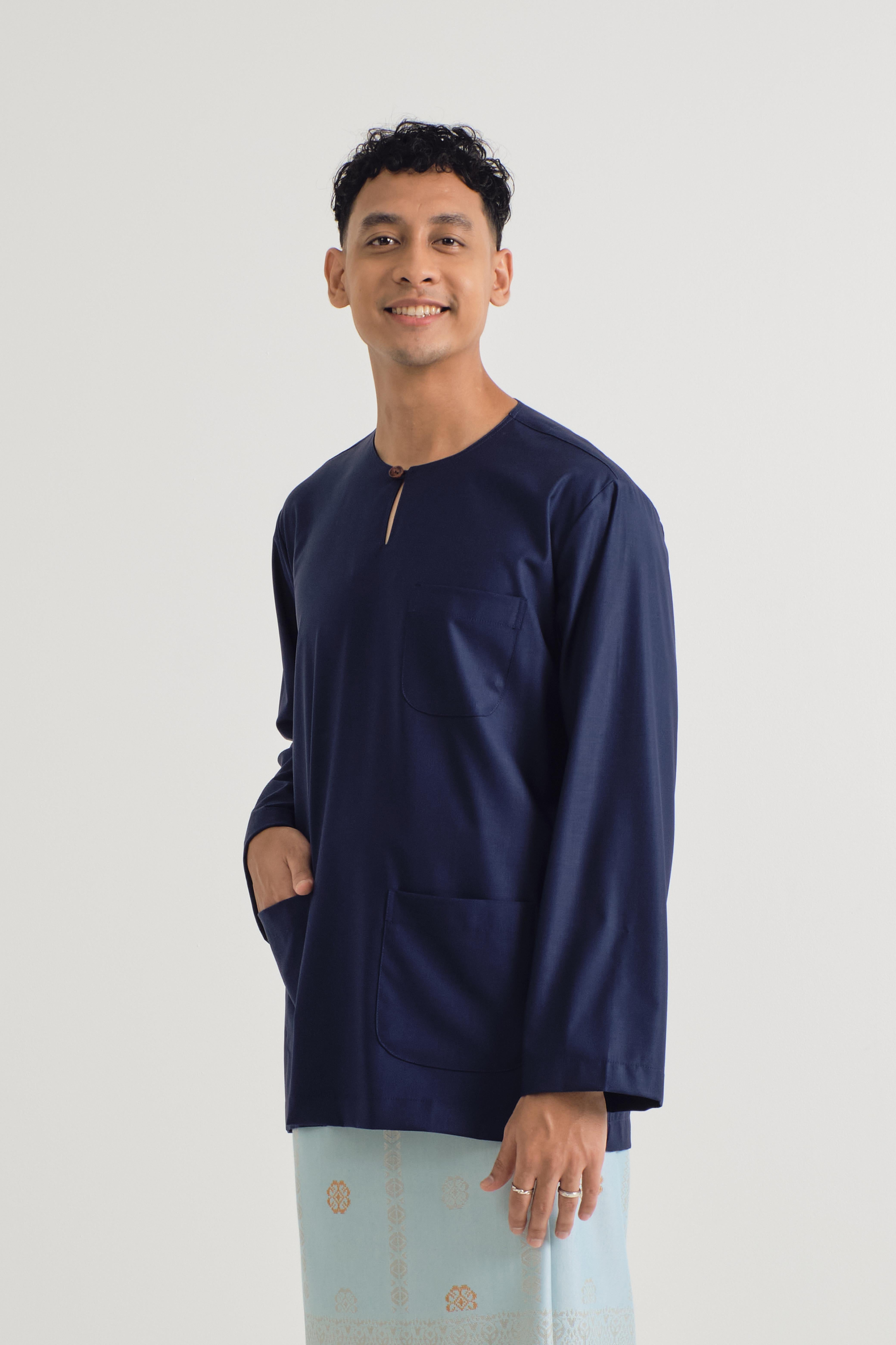 Patawali Classic Fit Baju Melayu Teluk Belanga - Dark Navy