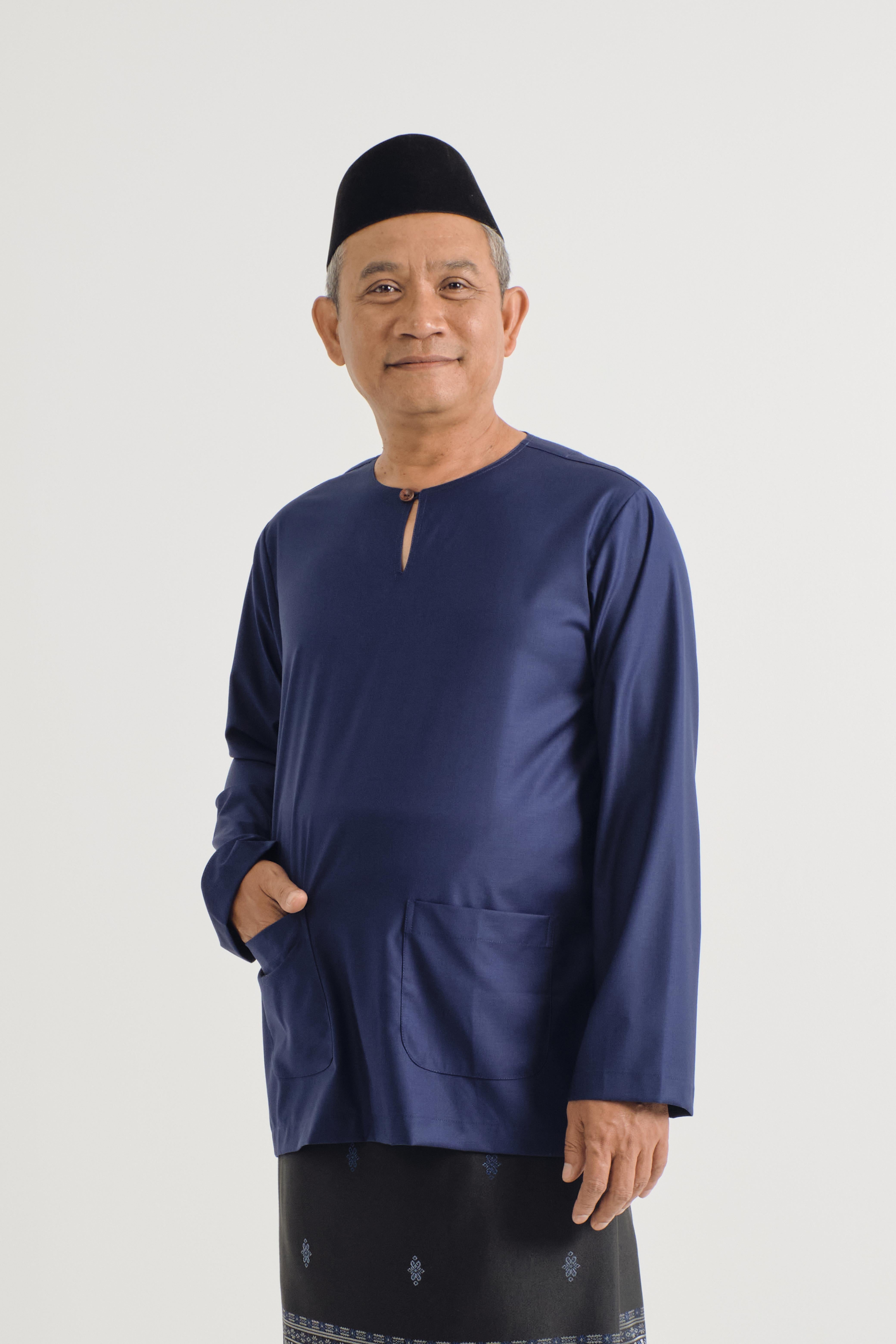 Patawali Modern Fit Baju Melayu Teluk Belanga - Dark Navy