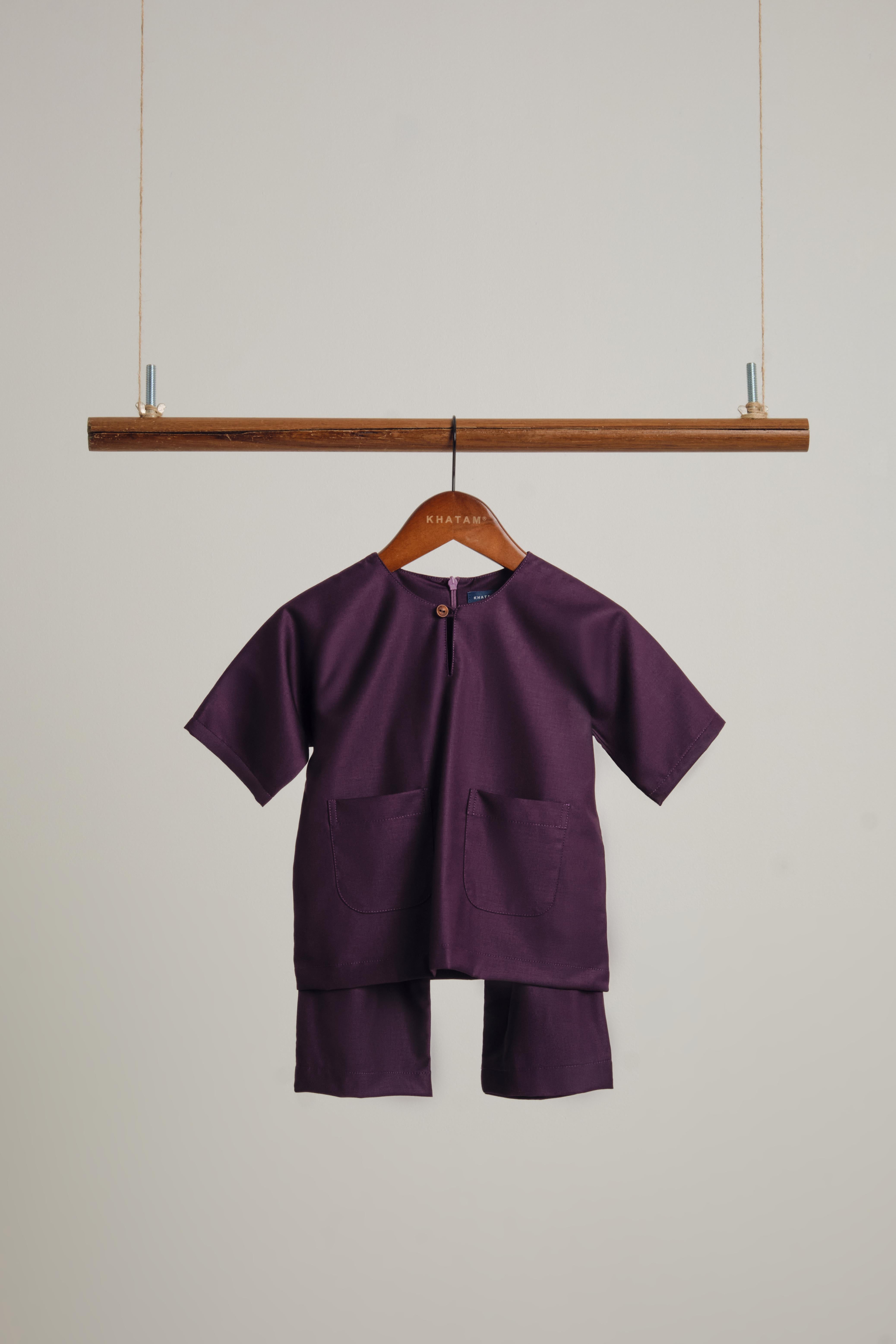 Patawali Baby Boys Baju Melayu Teluk Belanga - Dark Purple