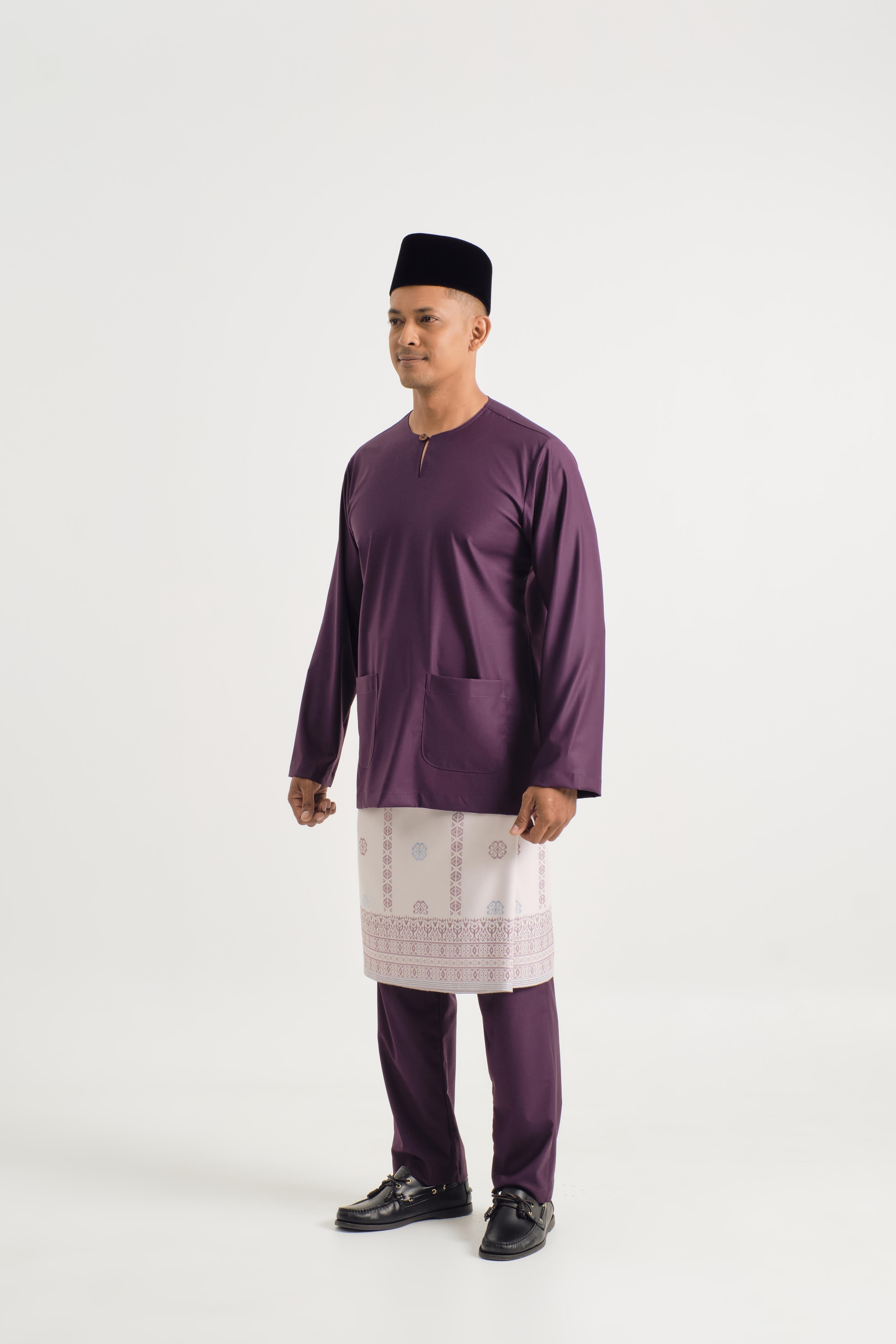 Patawali Modern Fit Baju Melayu Teluk Belanga - Dark Purple